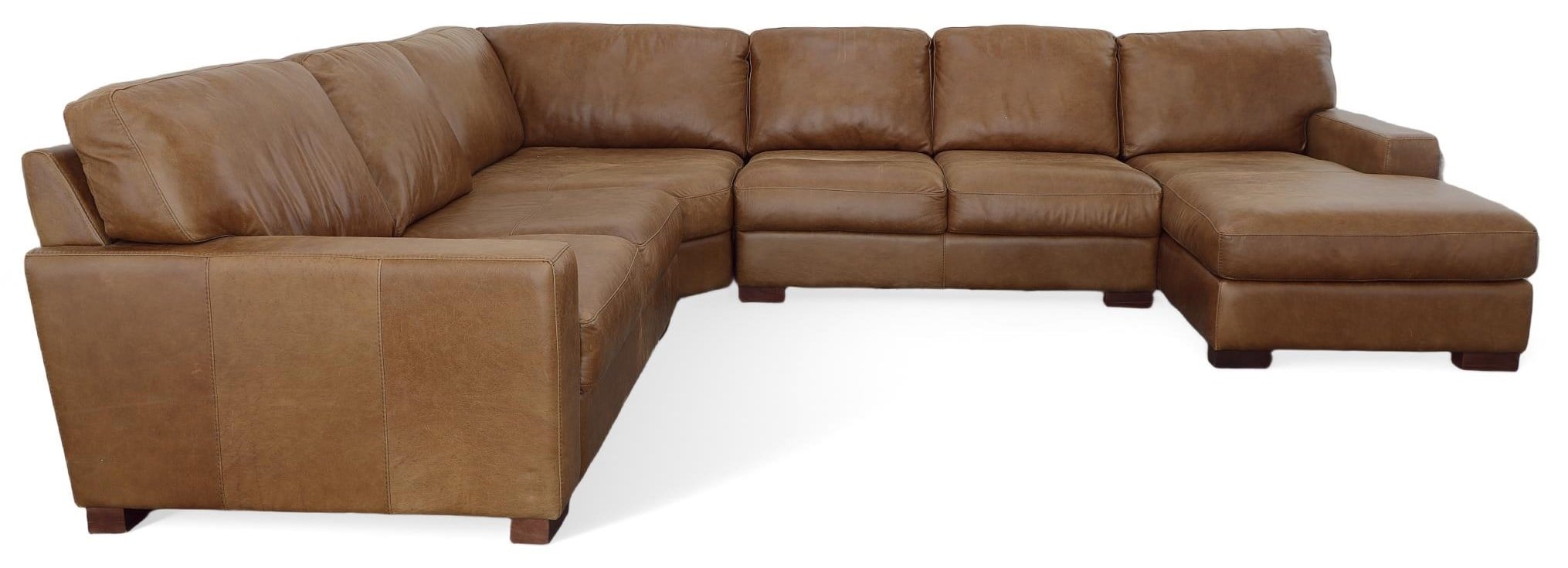 Brown leather deals sectional sofa clearance