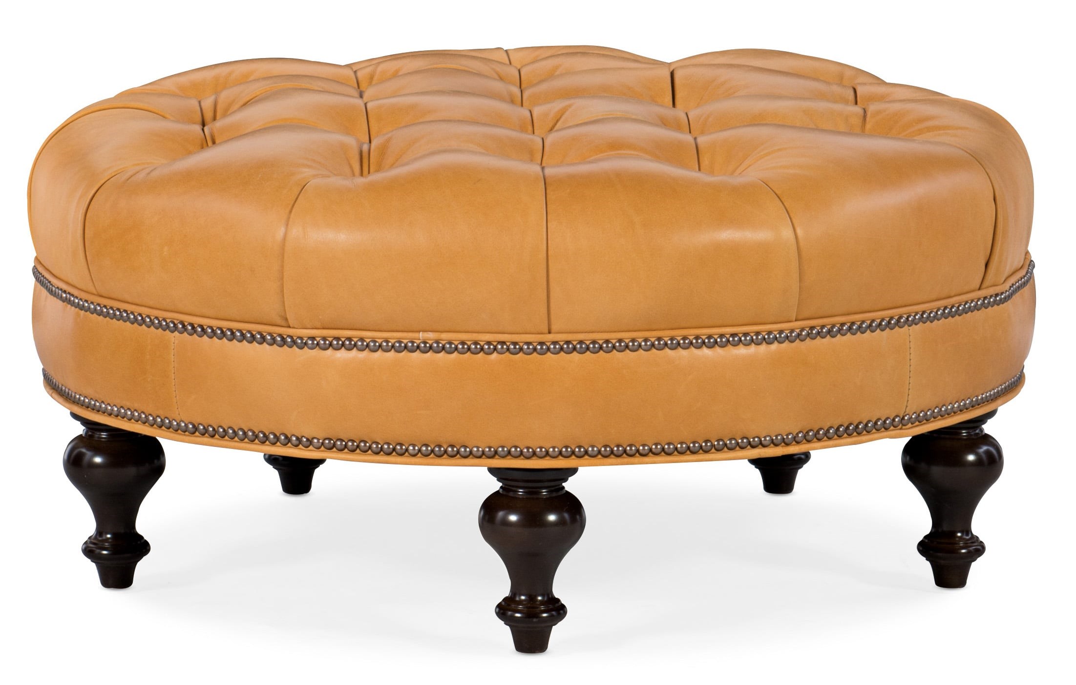 Leather tufted online cocktail ottoman