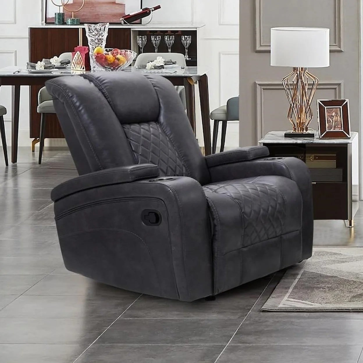 Recliner chair with cup holder and storage hot sale