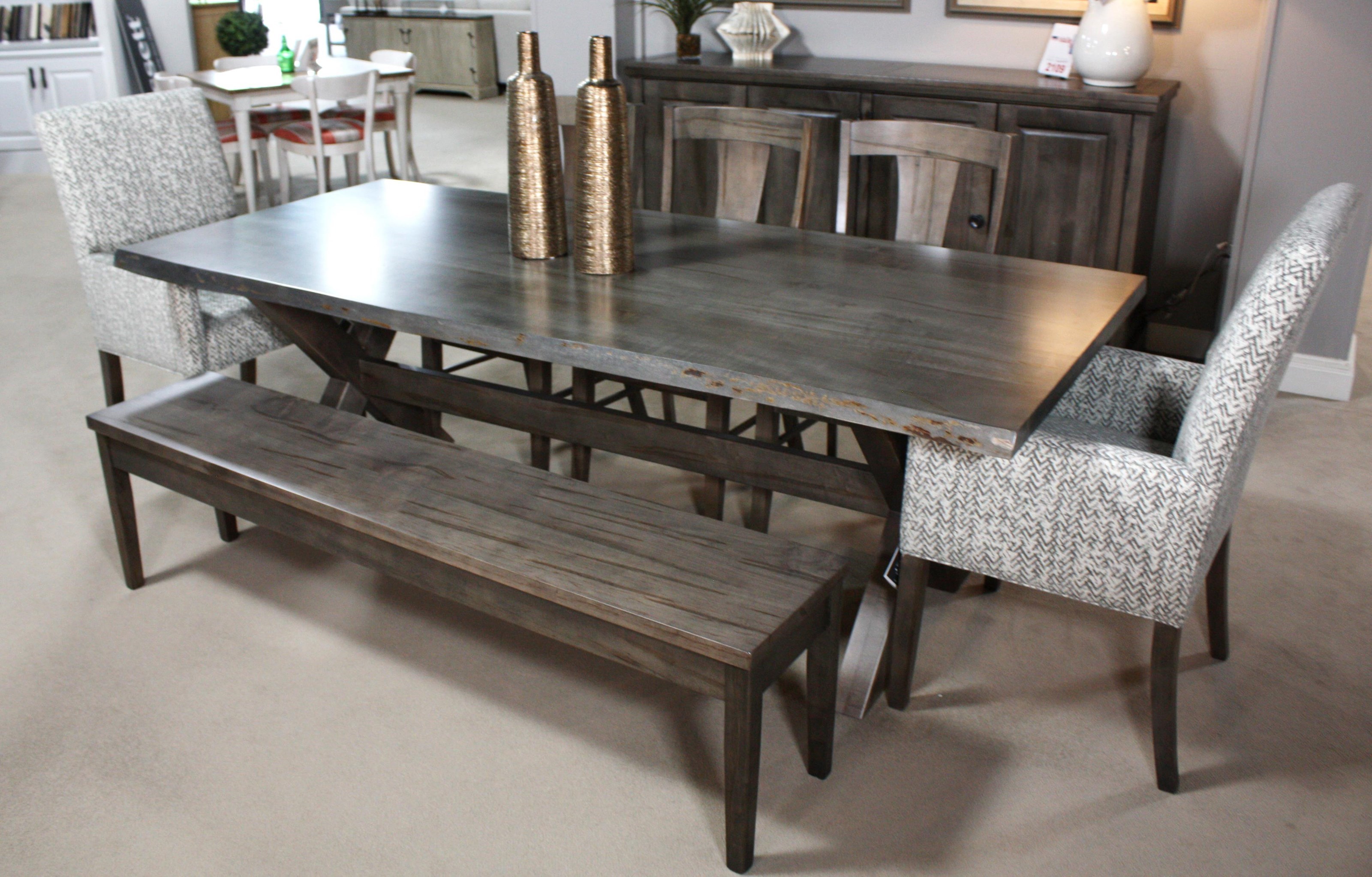 Live edge dining online table set with bench