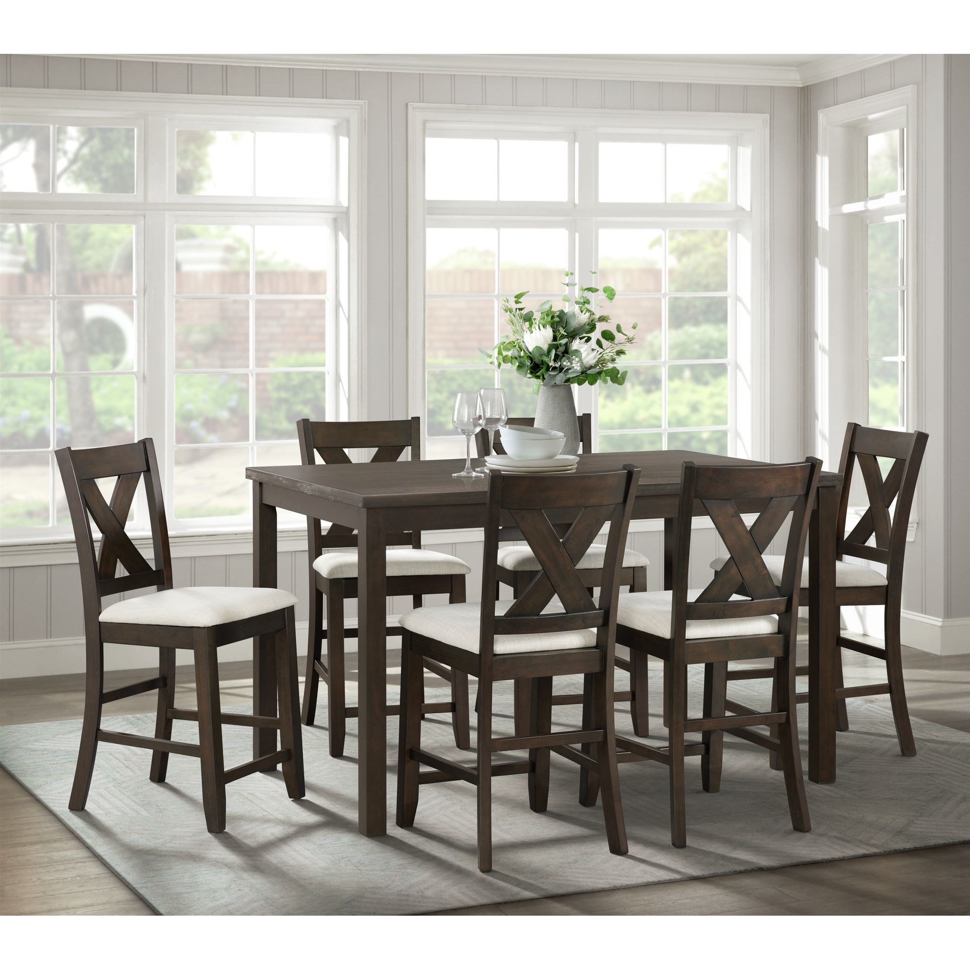 7 piece counter height best sale dining set with bench