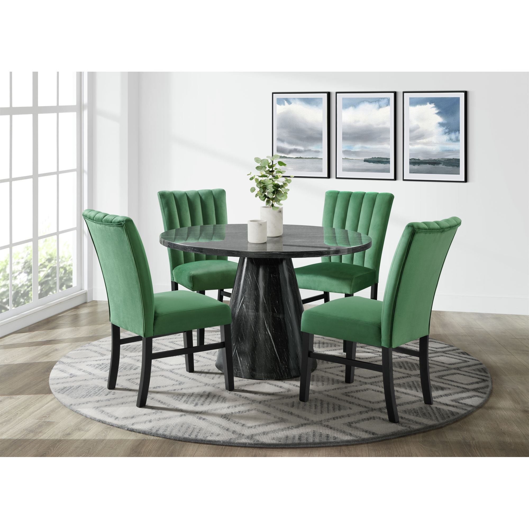 Dining table set velvet chairs hot sale