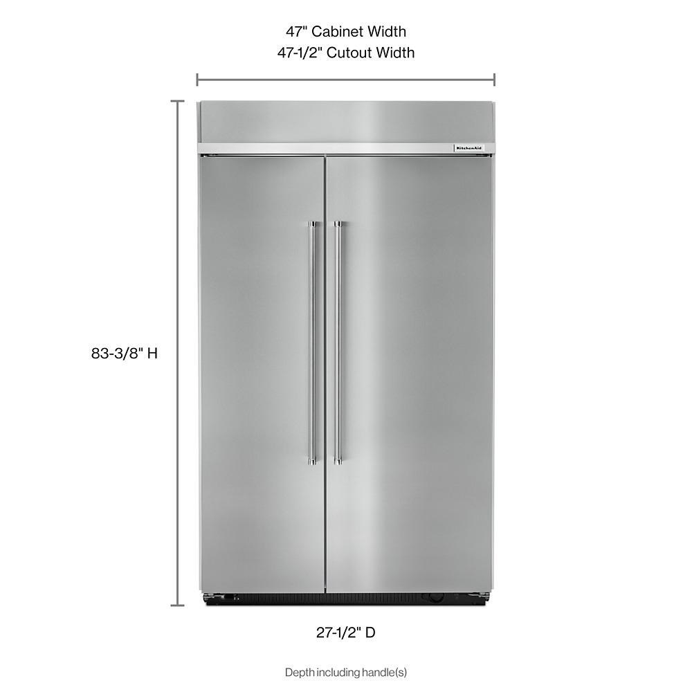 KitchenAid KBSN608ESS 30.0 cu. ft 48-Inch Width Built-In Side by Side  Refrigerator with PrintShield(TM) Finish | Simon's Furniture | Refrigerator