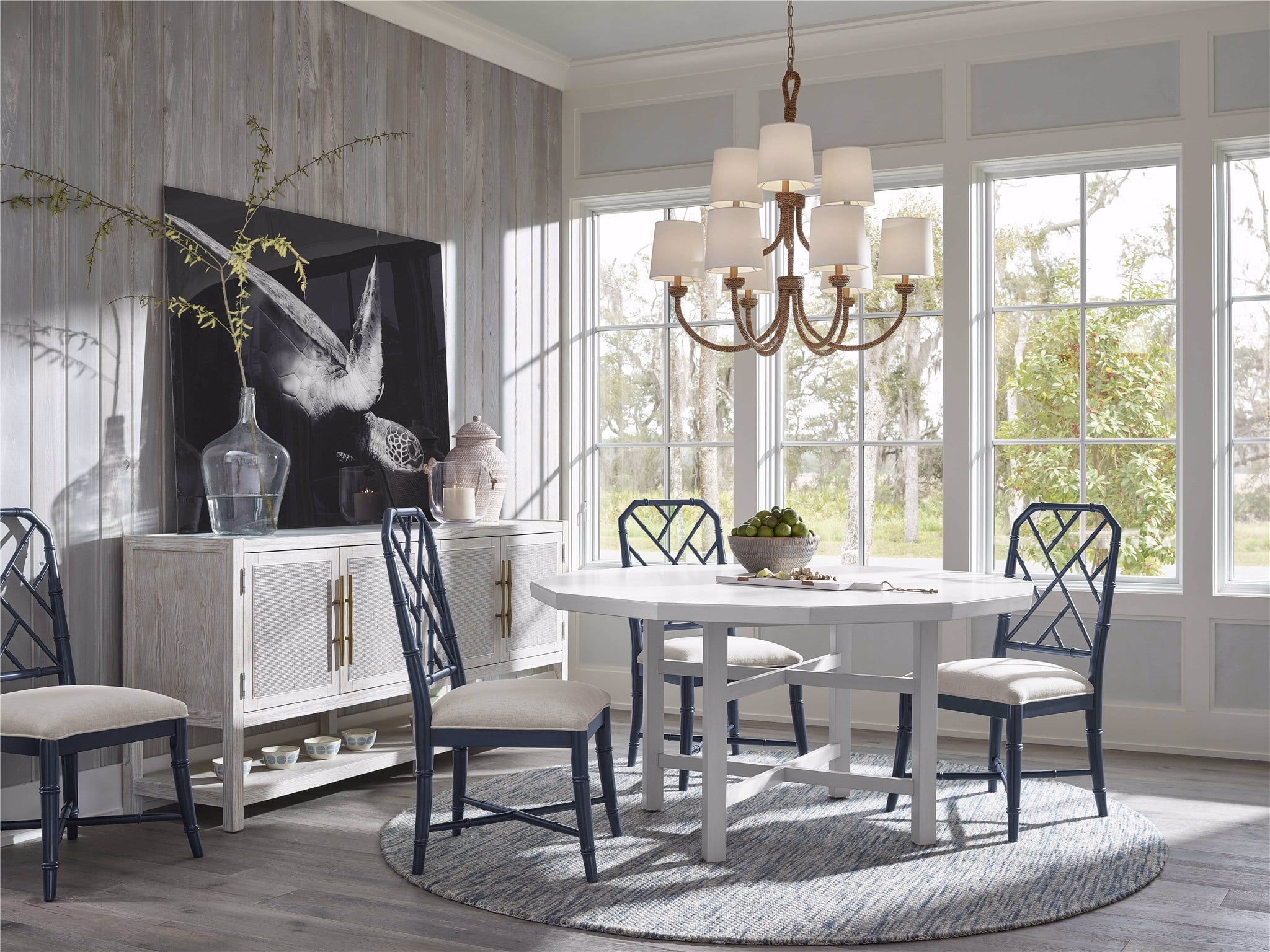 Coastal style dining table best sale and chairs