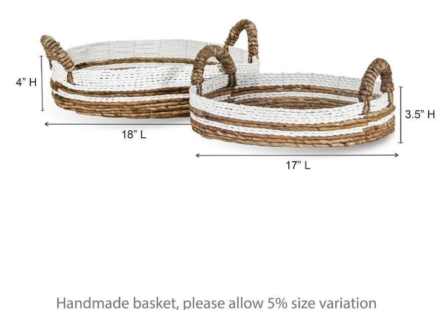 Ibolili Baskets and Sets B849 BANANA LEAF TRAY W/ WHITE TRIM