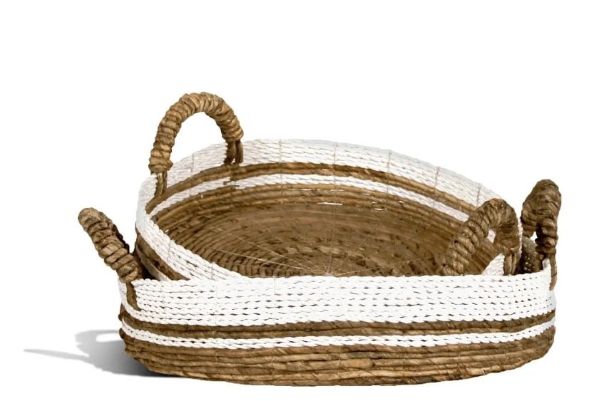 Ibolili Baskets and Sets B849 BANANA LEAF TRAY W/ WHITE TRIM