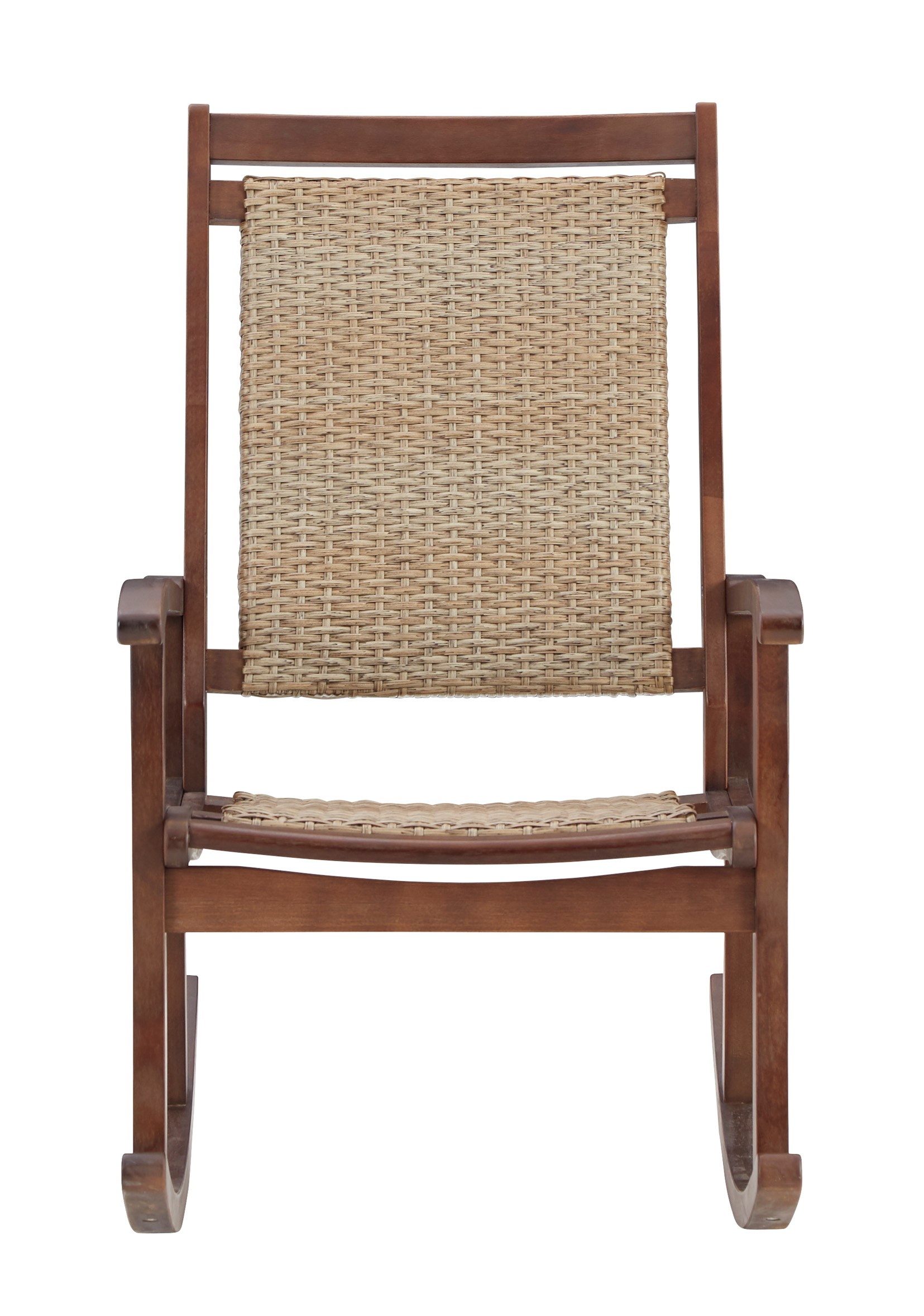 Outdoor interiors resin wicker and eucalyptus rocking discount chair