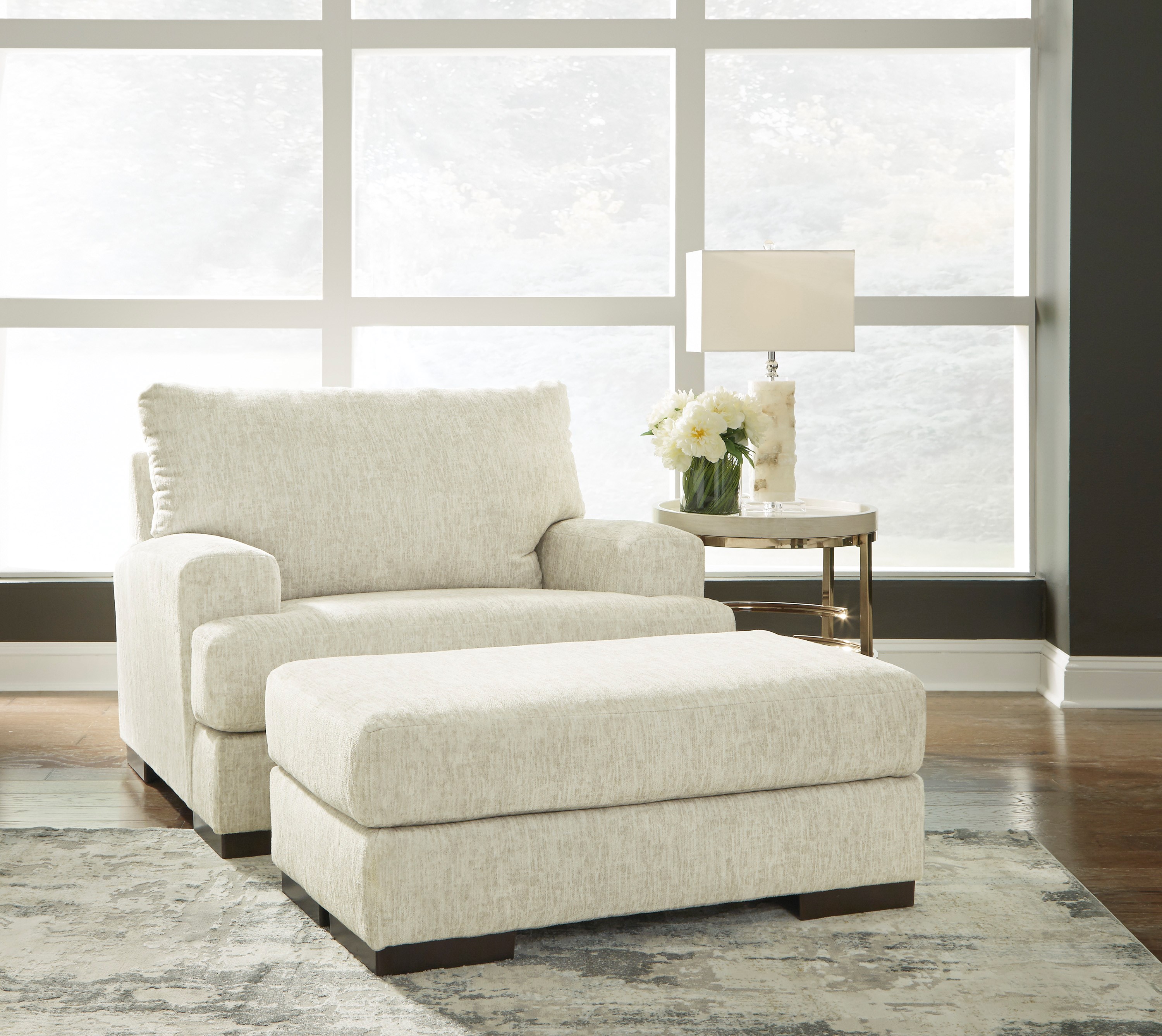 Oversized armchair with discount ottoman