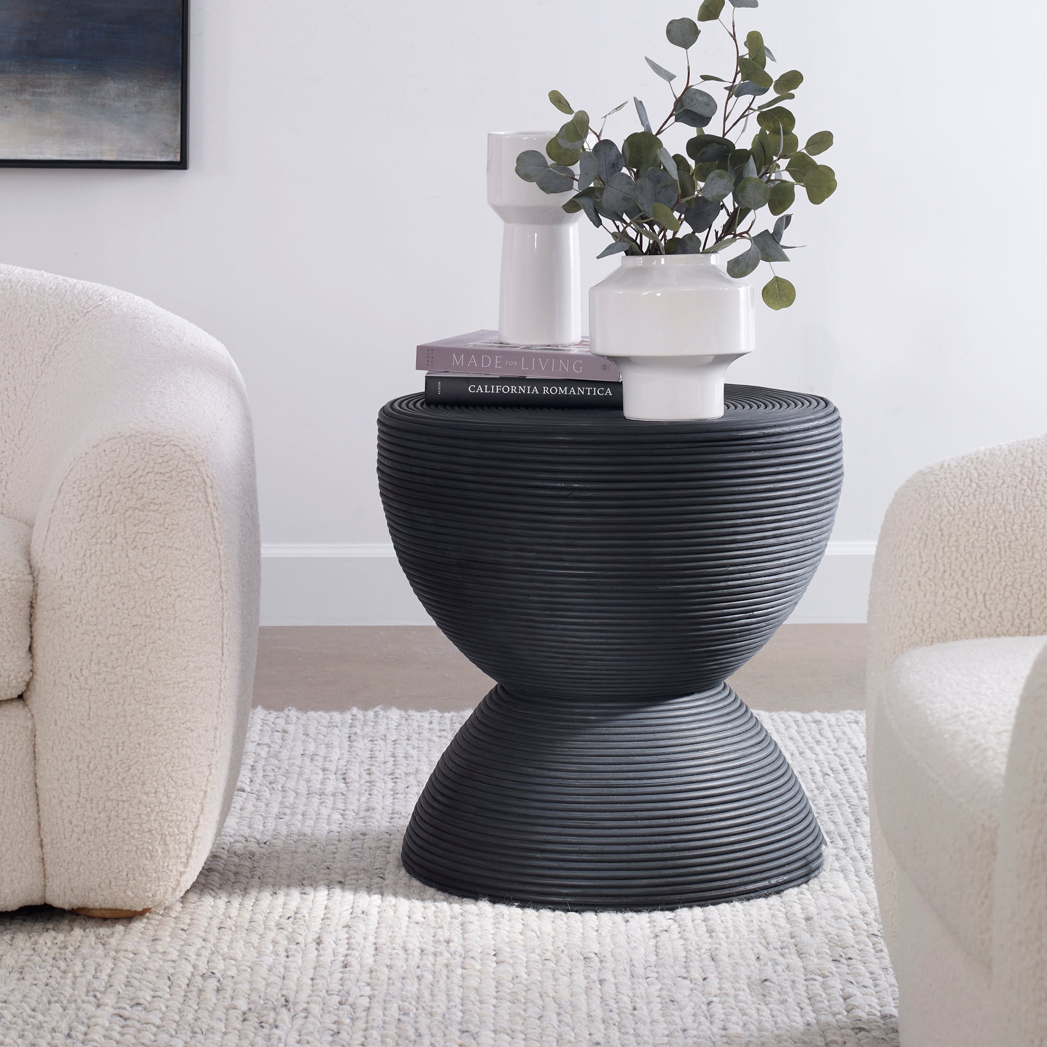 Uttermost Bongo 22899 Contemporary Black Rattan Side Table Jacksonville Furniture Mart Occ End Tables