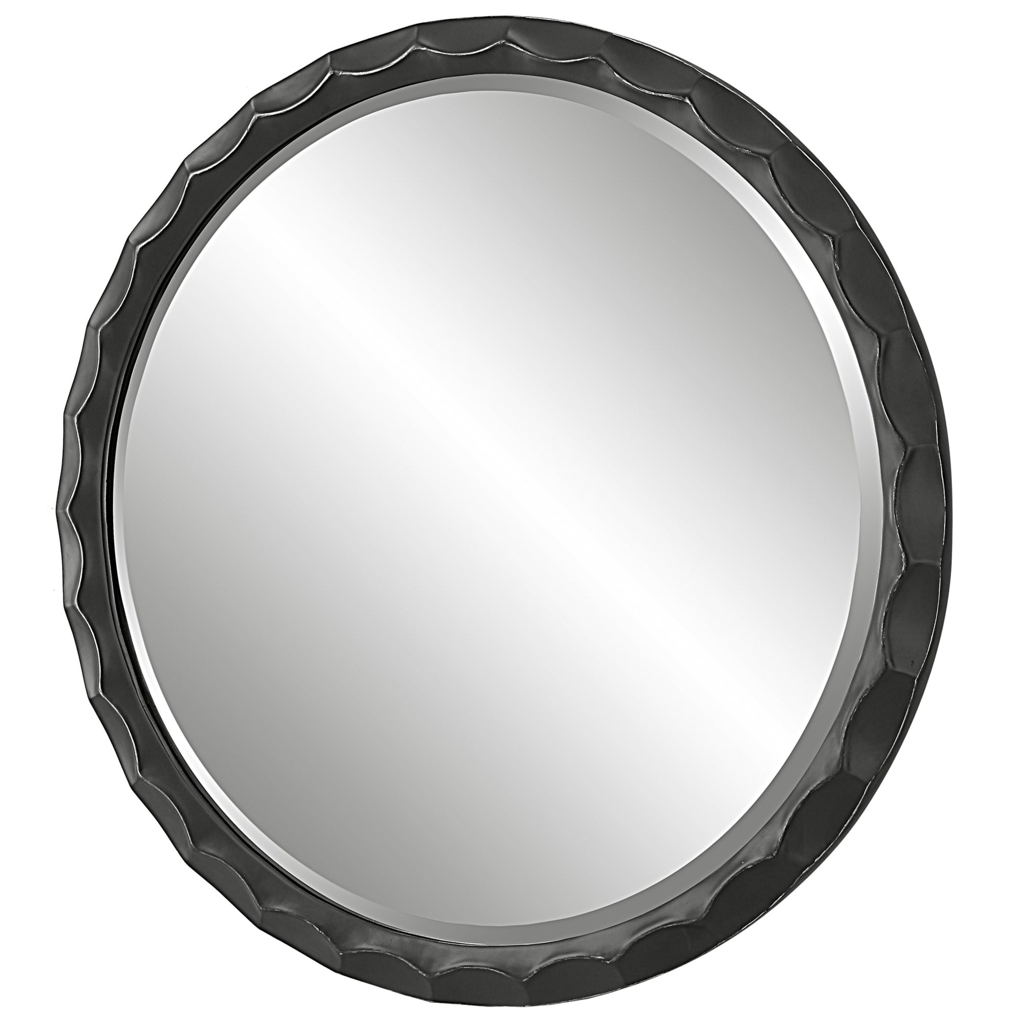 Atlantic Scalloped Silver Round Mirror