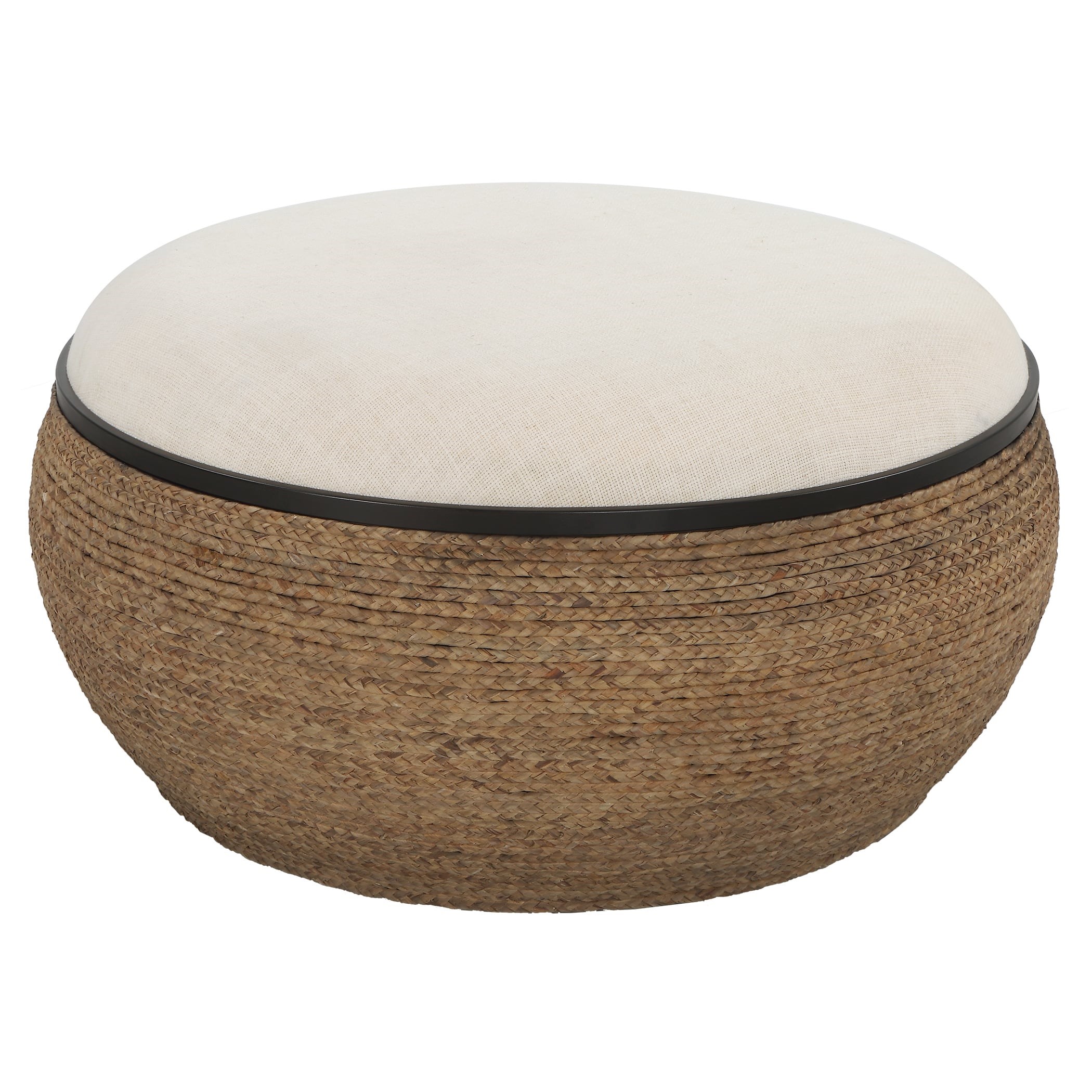 Round straw coffee deals table