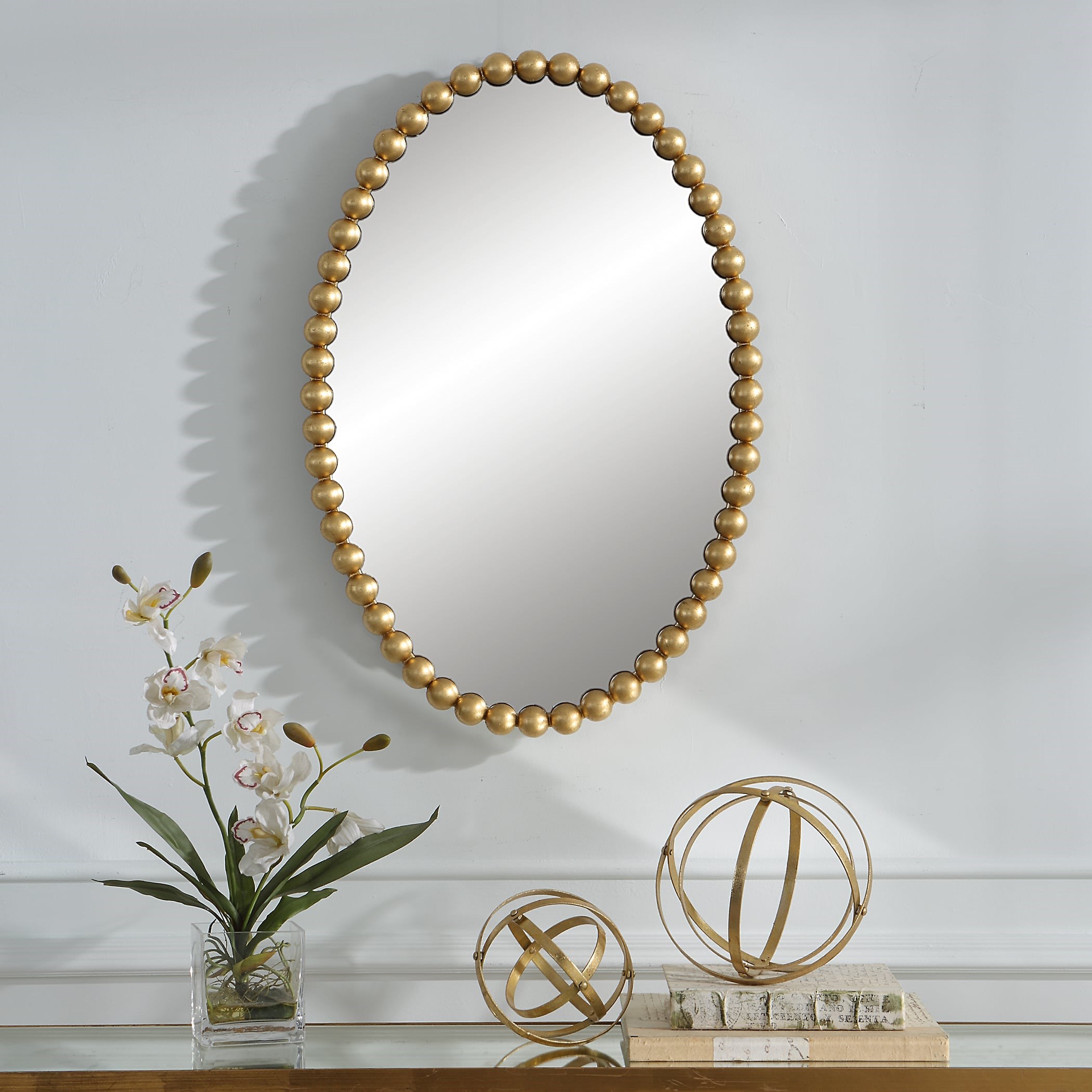 Uttermost Serna 09875 Contemporary Oval Wall Mirror with Gold