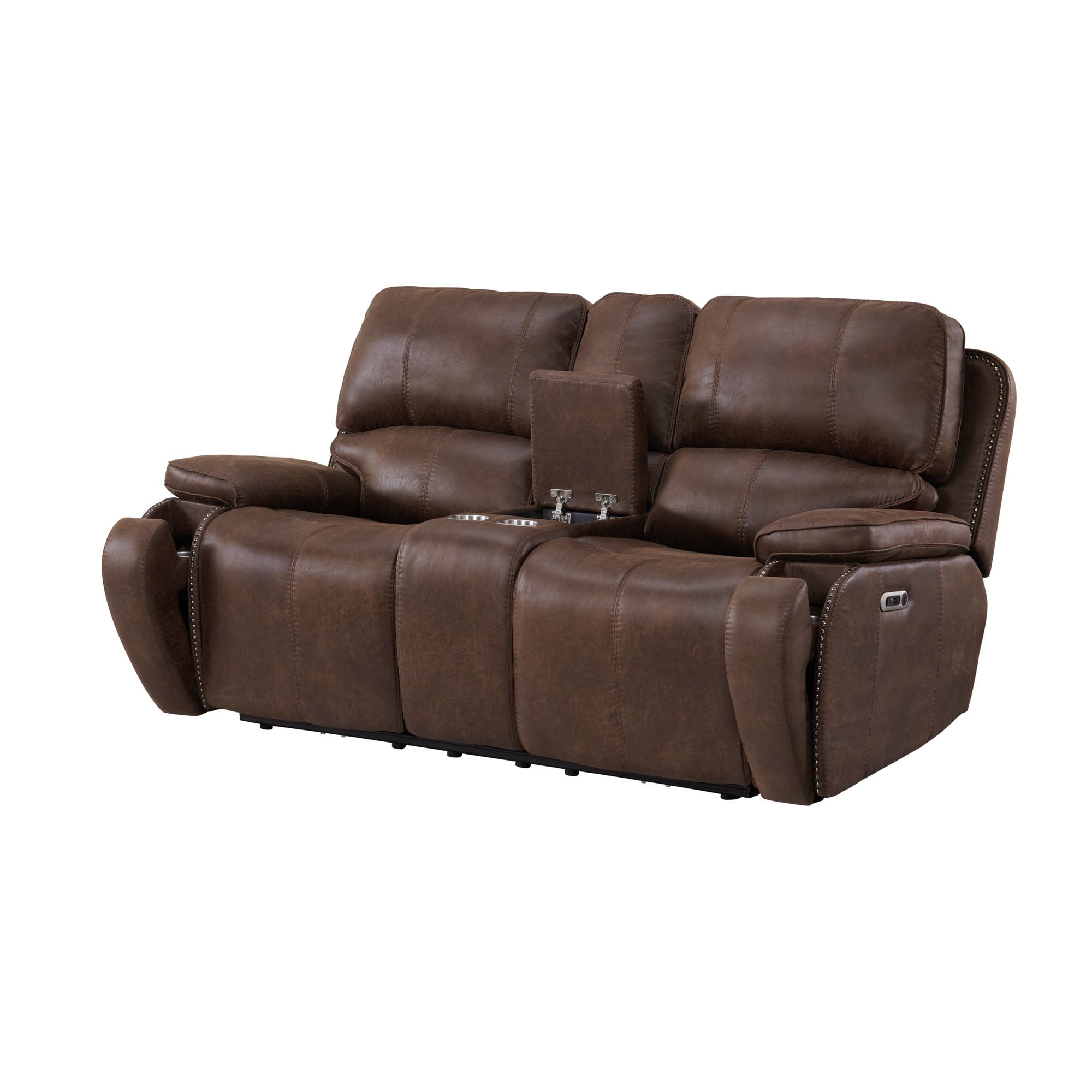 Reclining loveseat with console cup holders discount