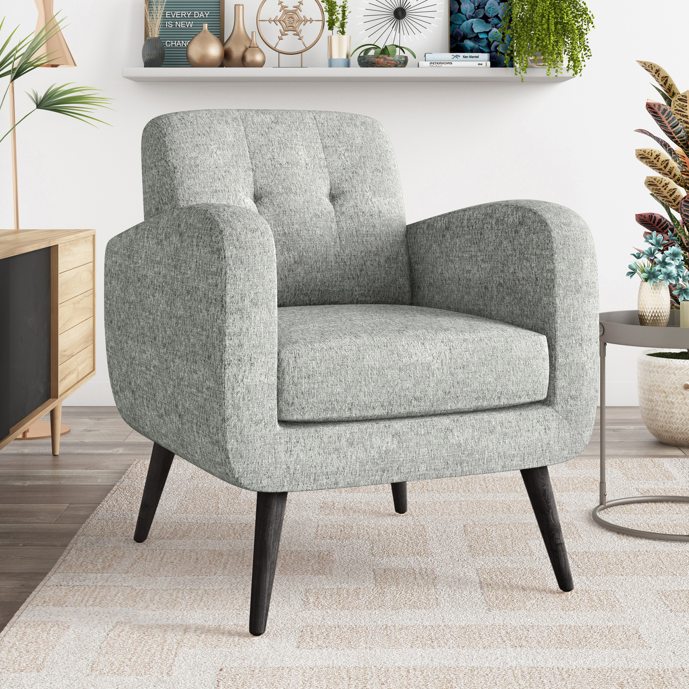 Grey discount chenille armchair