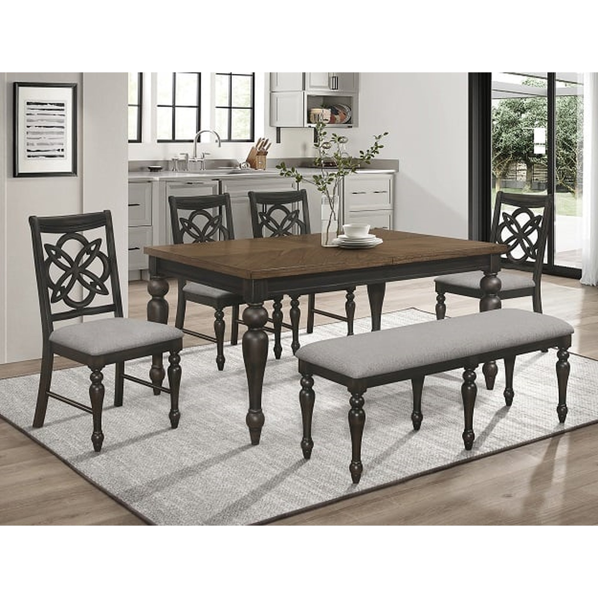 Crown Mark Hilara 2134T-4280 Transitional Dining Table with 18