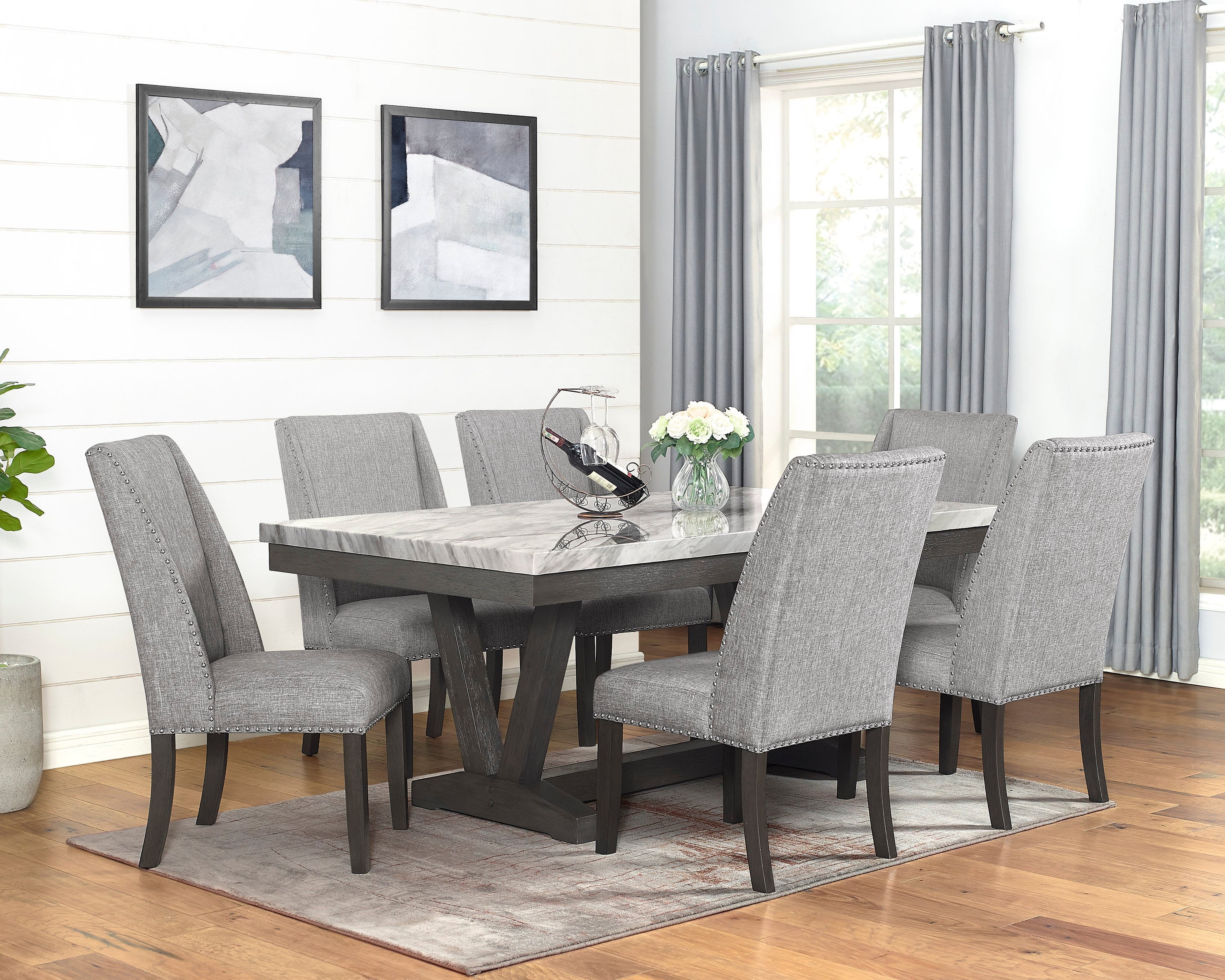 Crown Mark Vance 1318T 4272x1 1318Sx6 Contemporary 7 Piece Dining Set Wayside Furniture Mattress Table Chair Set 7 Pc