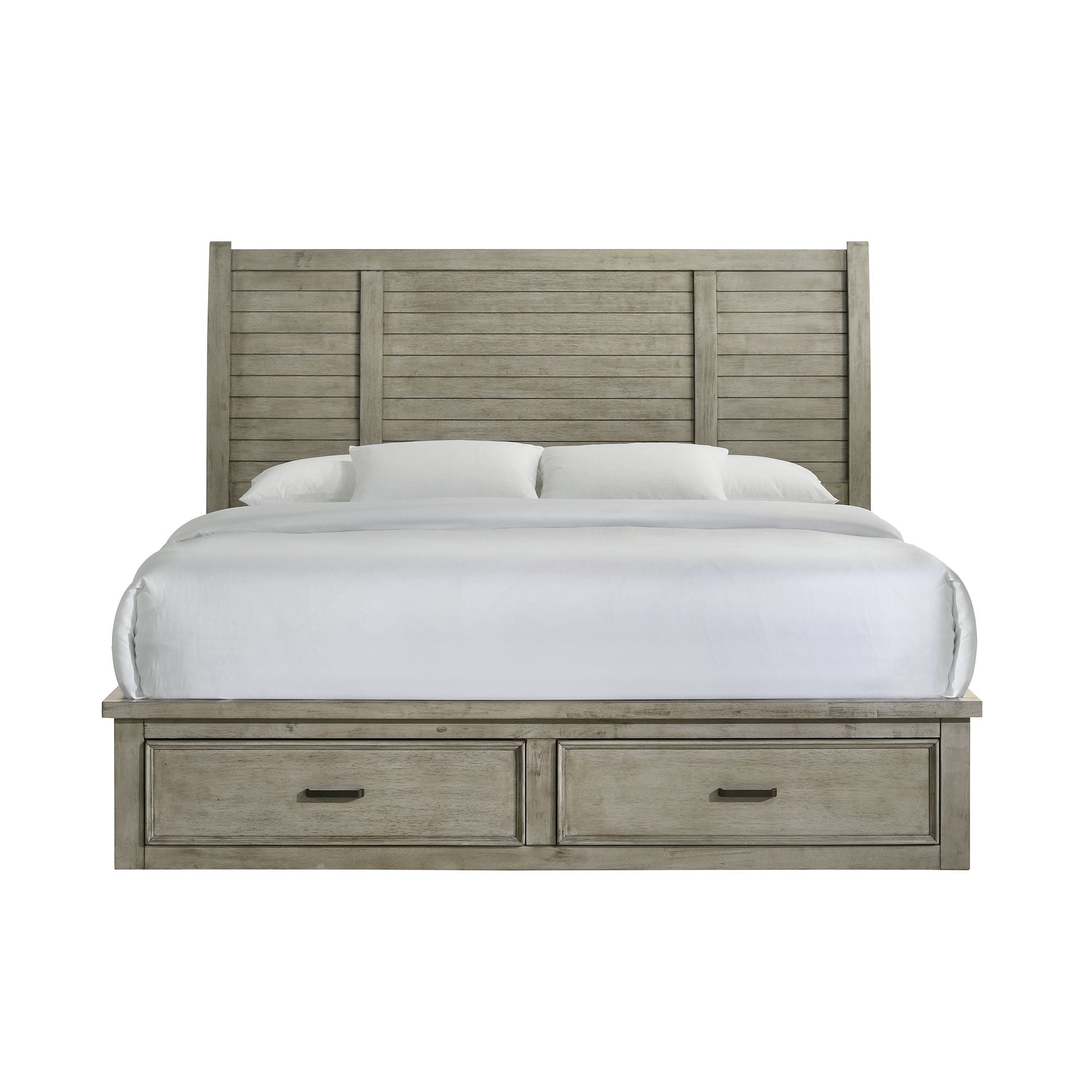 Grey wooden deals storage bed