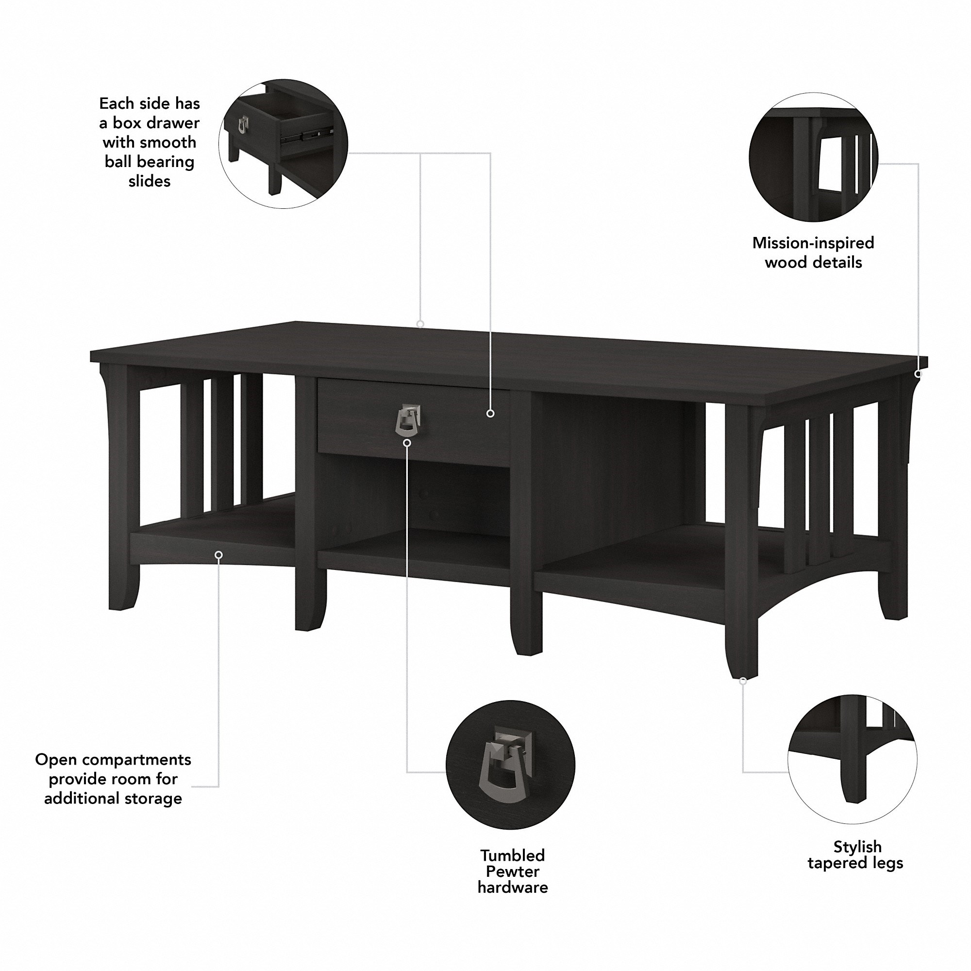 Bush Furniture Salinas Console Table with Storage and Desktop