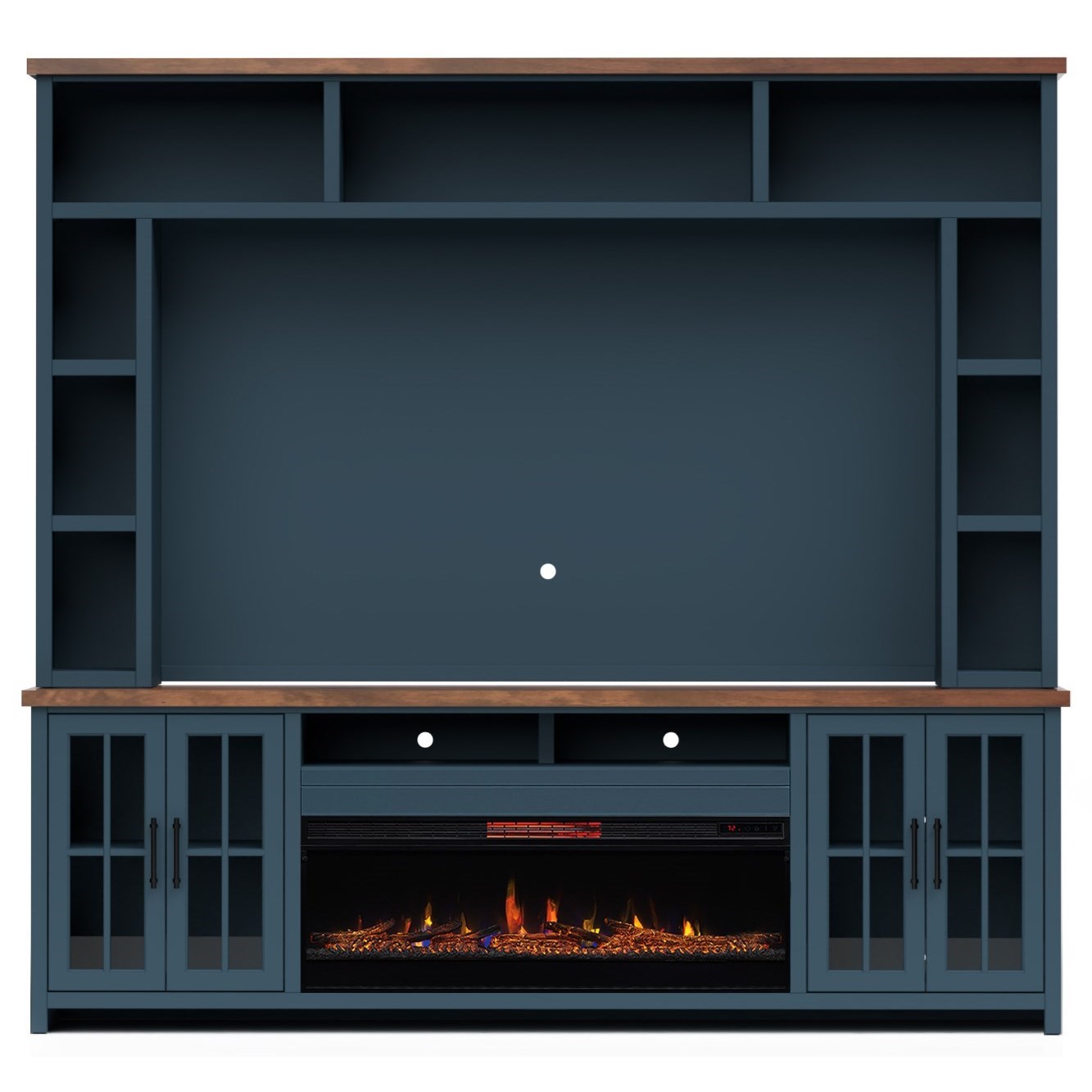 Blue fireplace tv stand hotsell