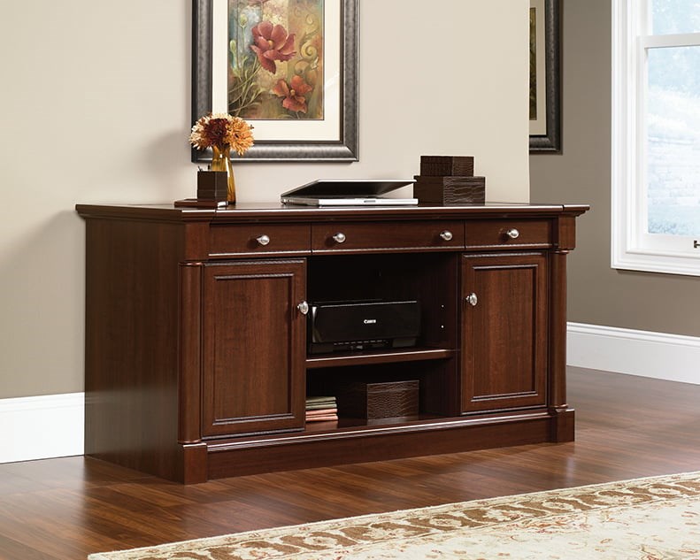 Credenza with clearance pull out table