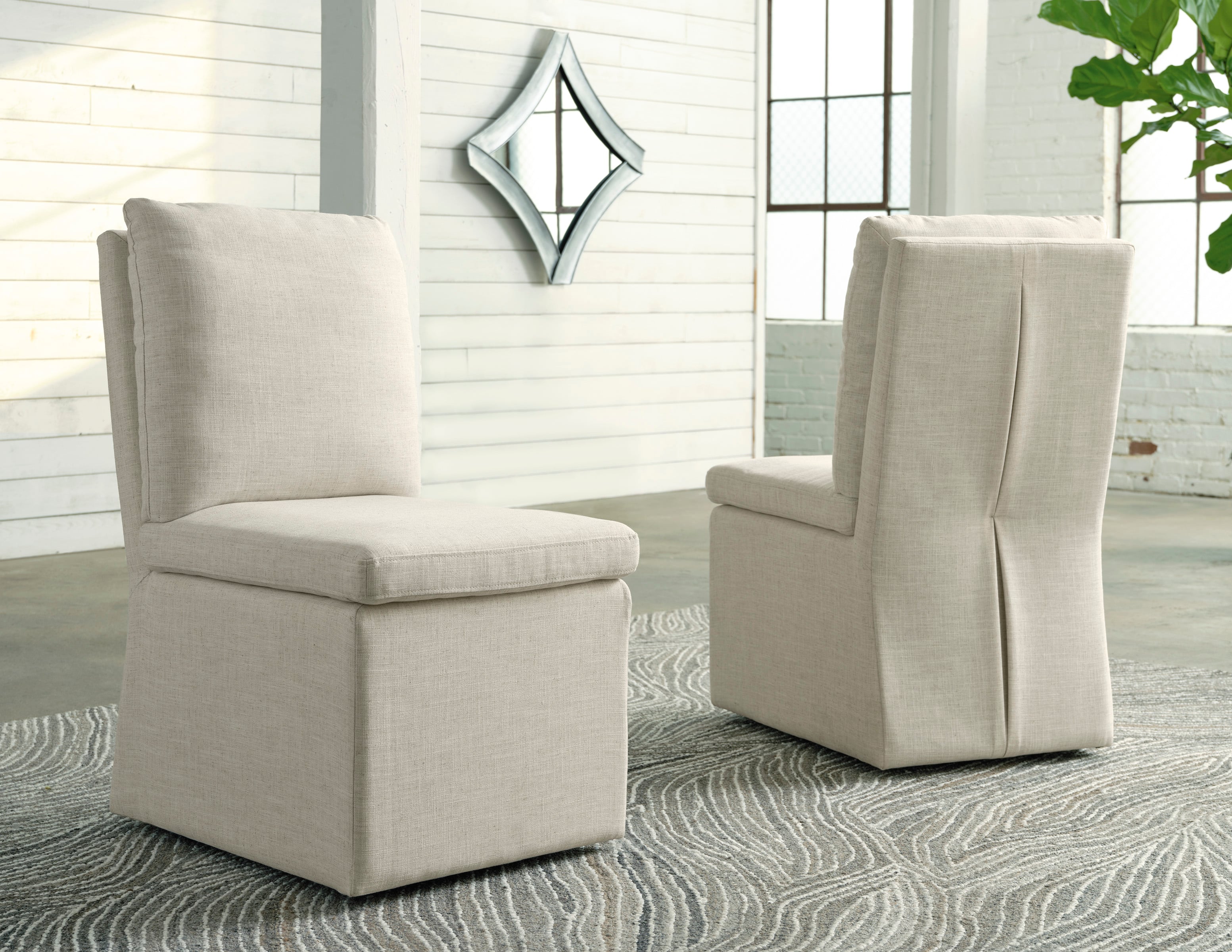 Fabric skirted best sale dining chairs