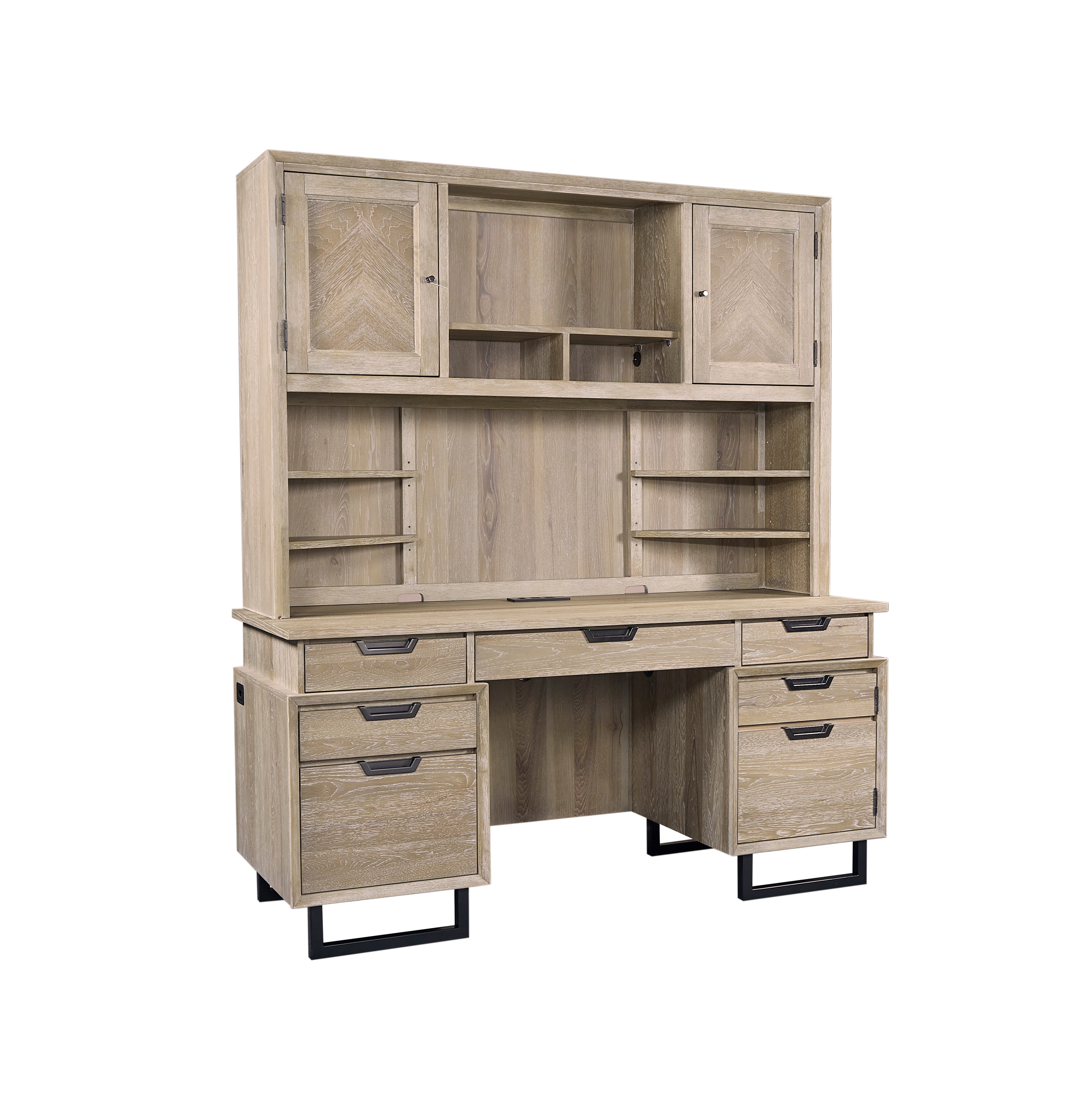 Modern desk store with hutch