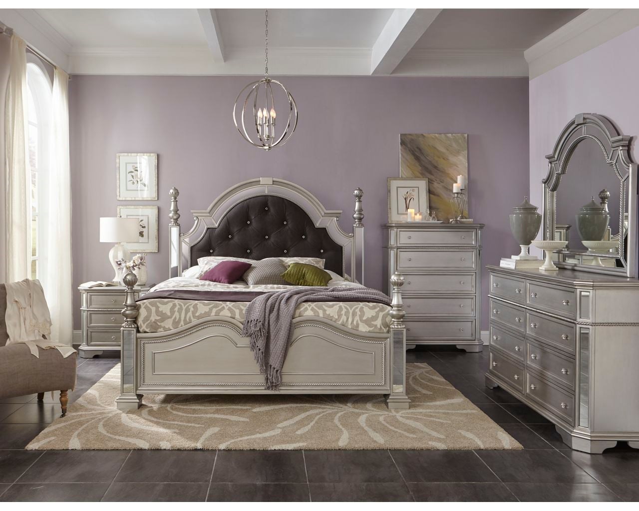 Purple and Silver Bedroom Dresser