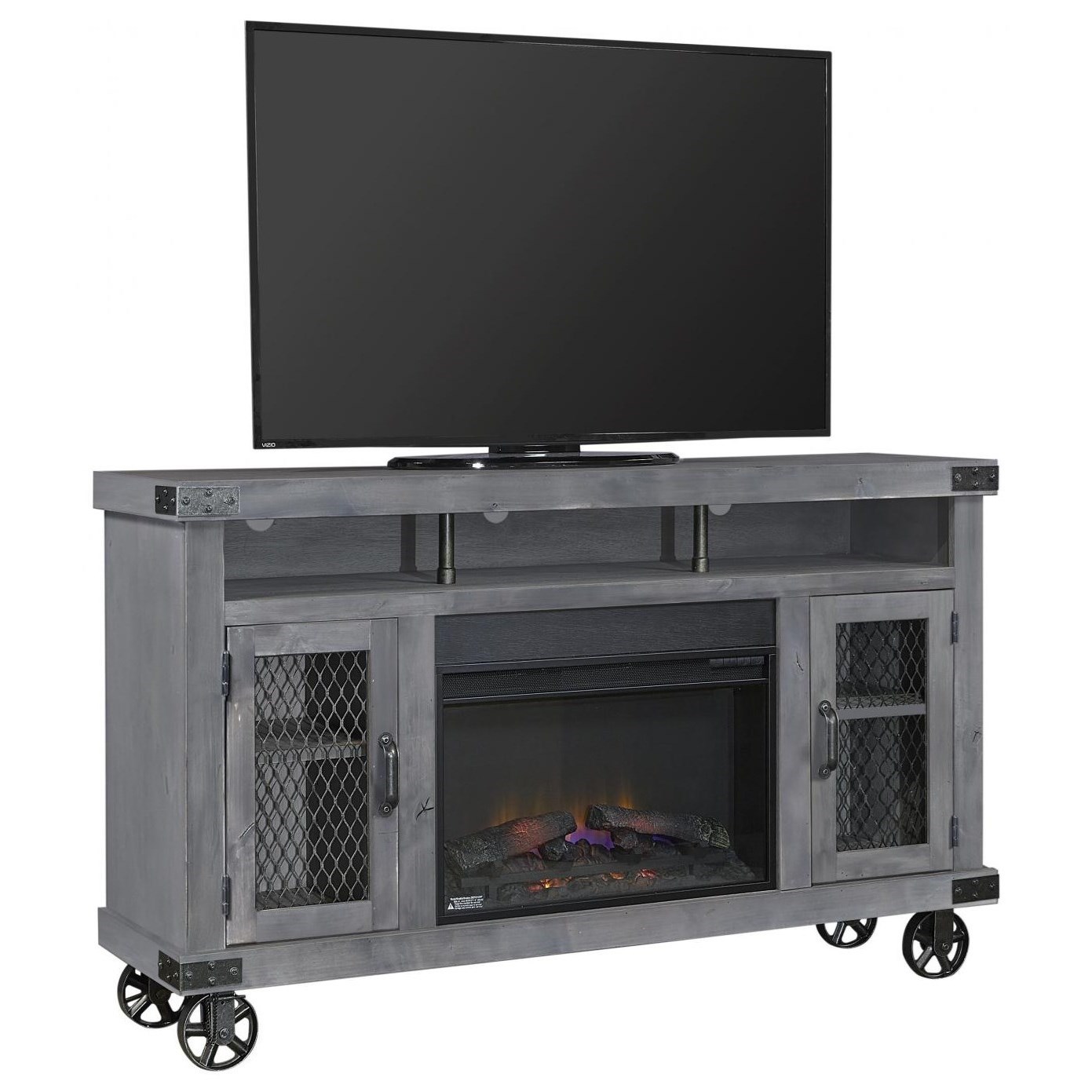 Aspenhome Industrial 303.DN1901GRY SO 62 Fireplace Console with Soundbar Area Stoney Creek Furniture TV Stands