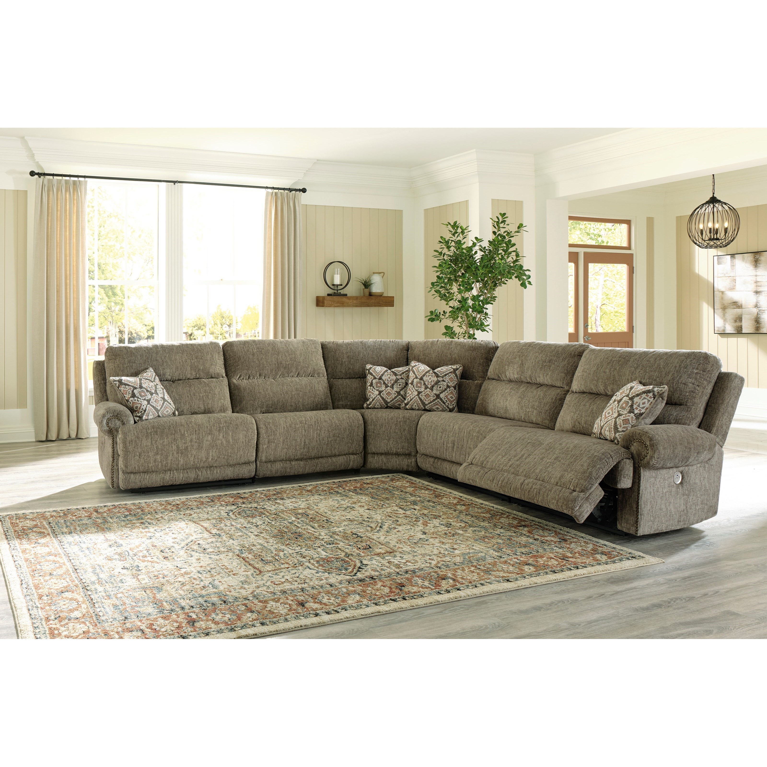 Ashley furniture grey reclining shop sectional