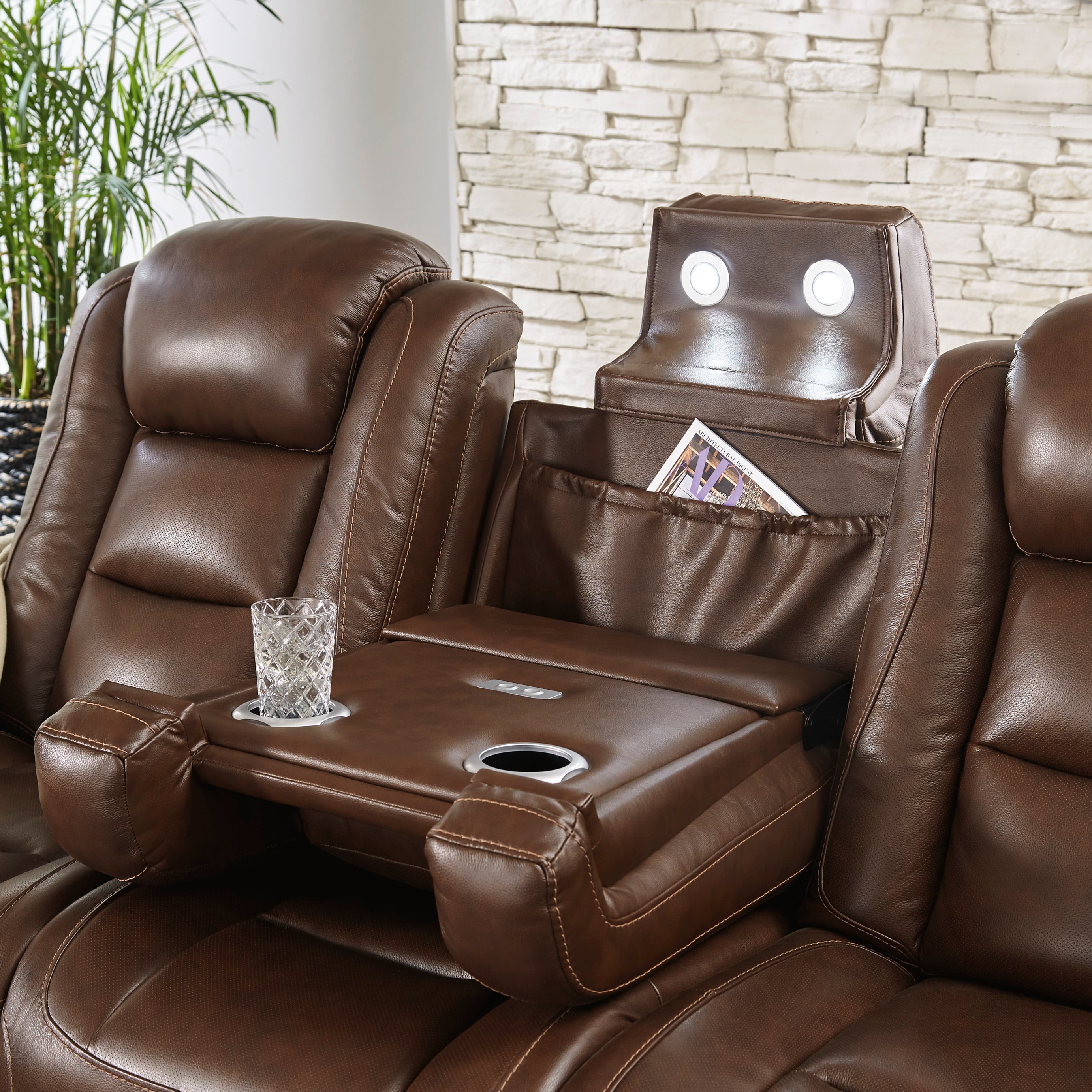 The Man Den Power Reclining Sofa with Adj Headrests