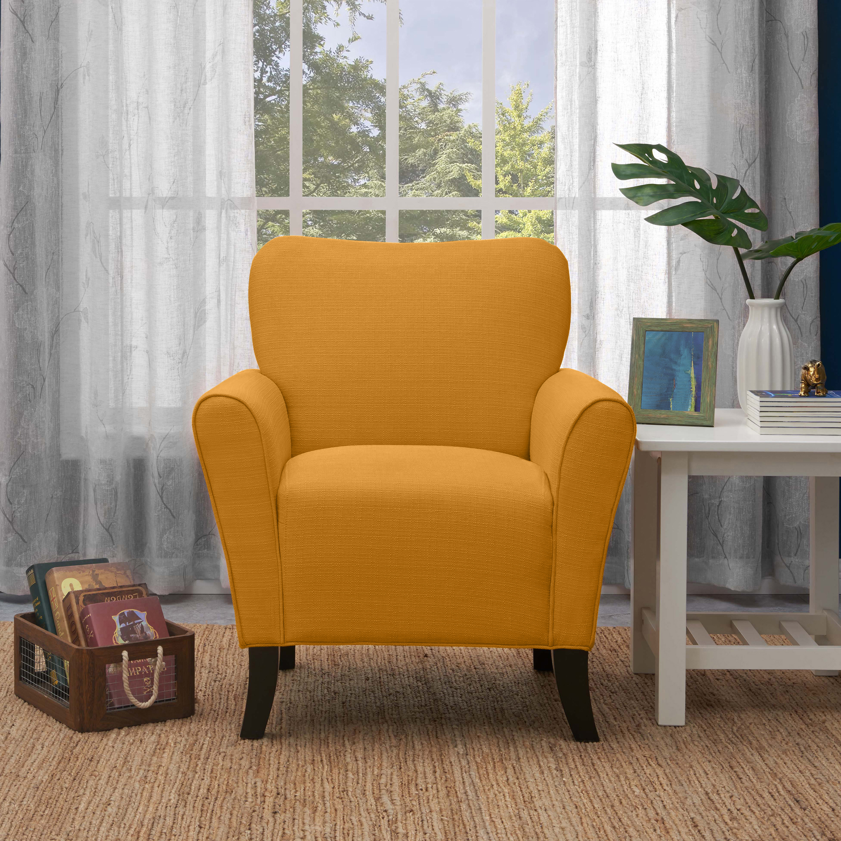 Mustard yellow discount chair and ottoman