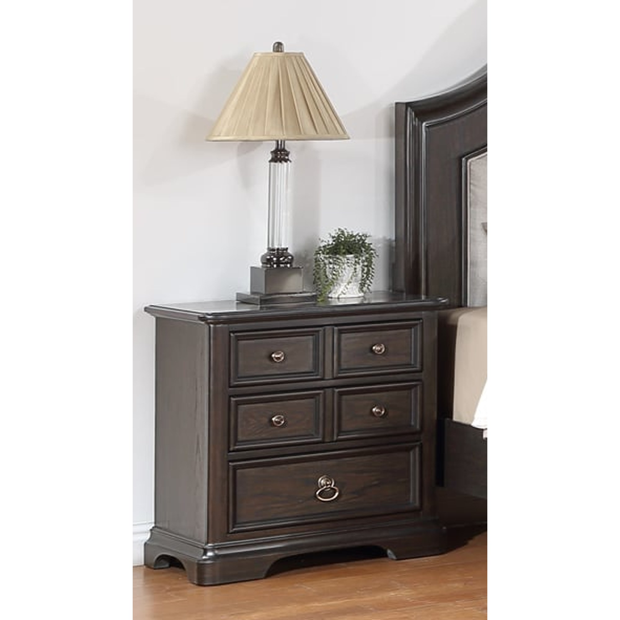 Crown Mark Stanley B1600-2 Traditional 3-Drawer Nightstand with Marble Top, Gavigan's Home Furnishings