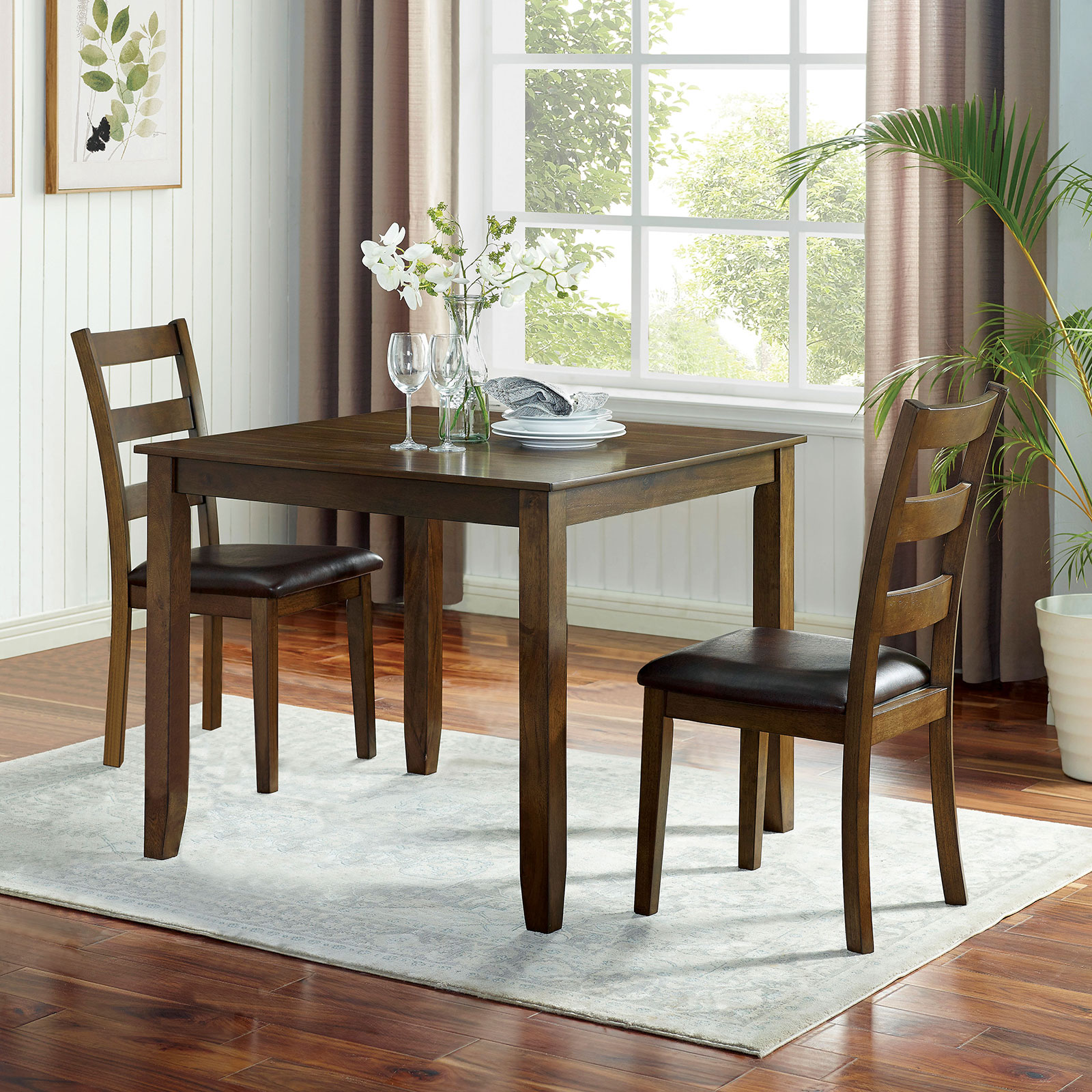 3 piece glass dining table online set