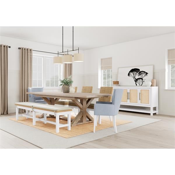 Threshold cloverhill chacun farmhouse dining table with extension leaf natural