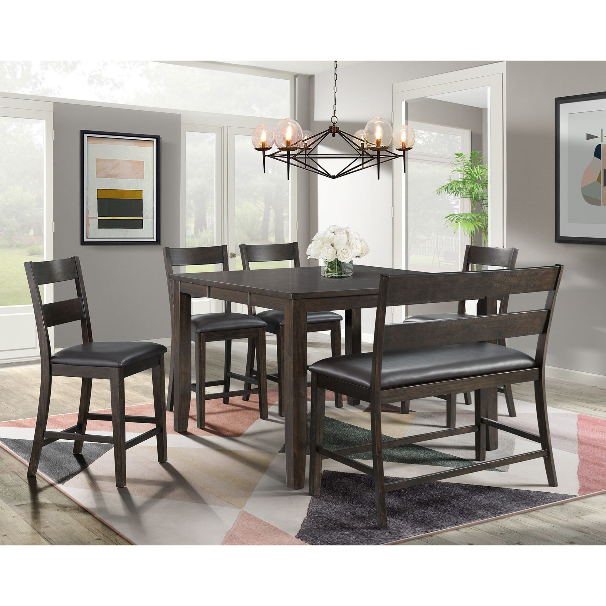 6 piece counter height dining set shop with bench