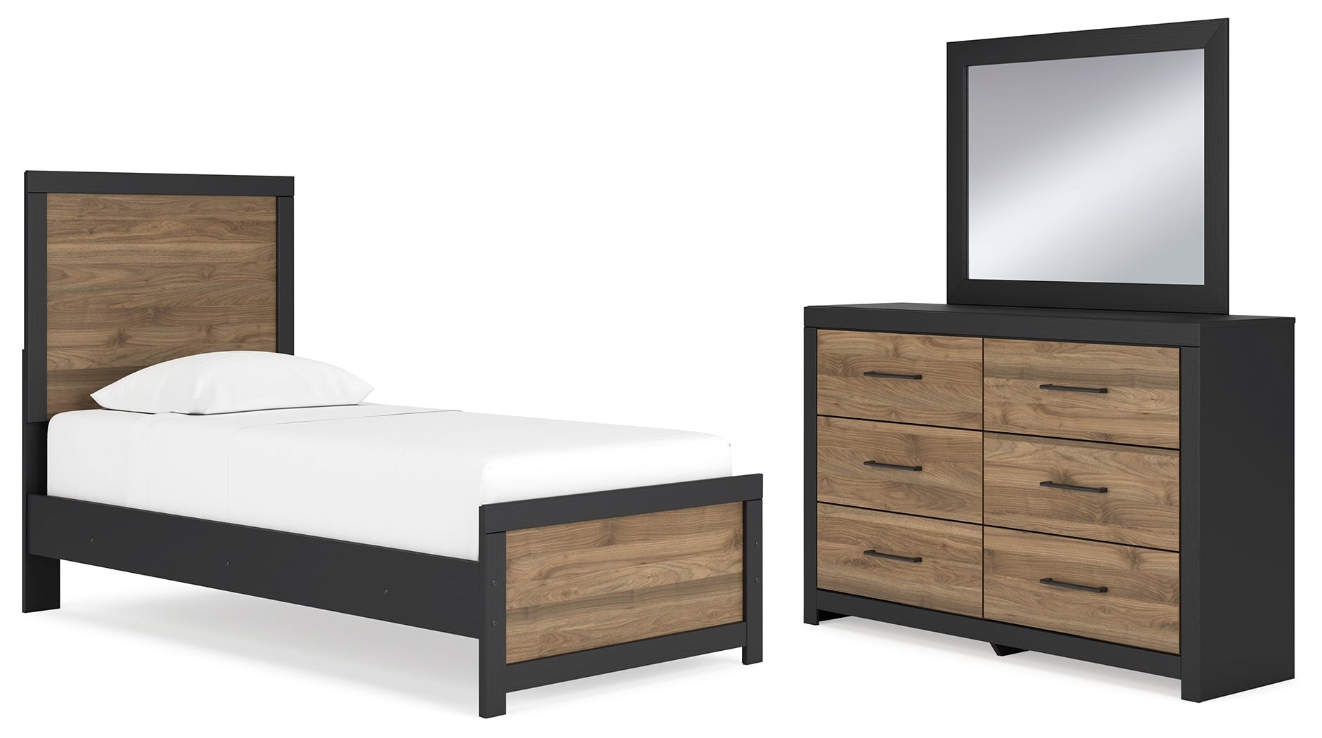 Signature Design By Ashley Vertani B2073B6 Twin Panel Bed, Dresser And ...