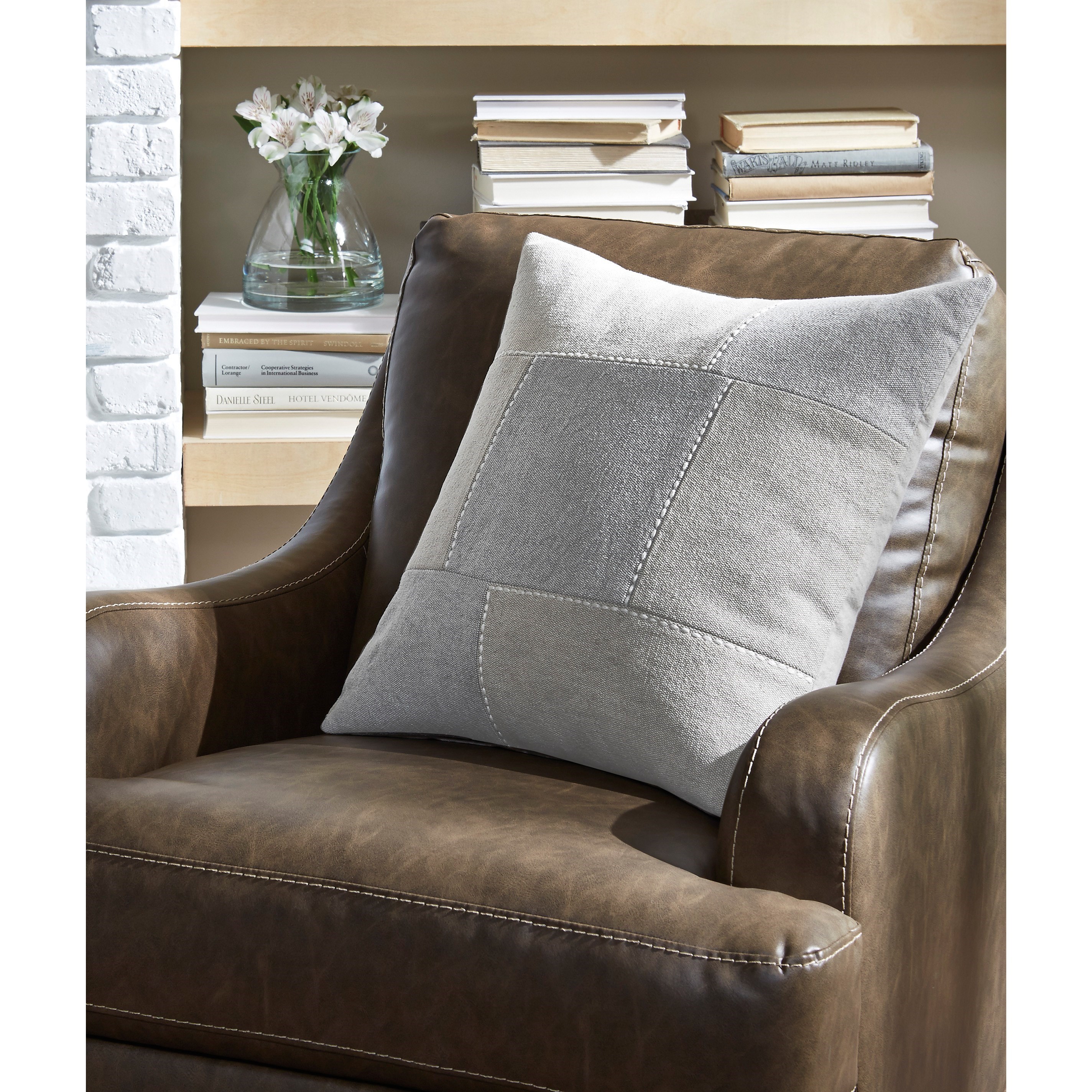 Gray leather throw discount pillows