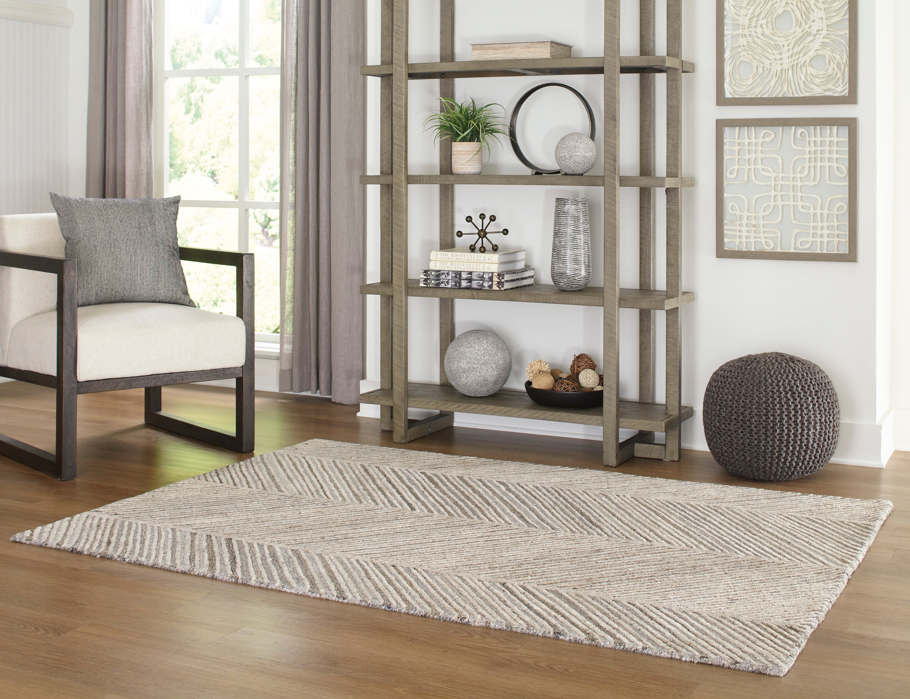 Grey Brown Leaf Rug outlet Floor Wool Carpet