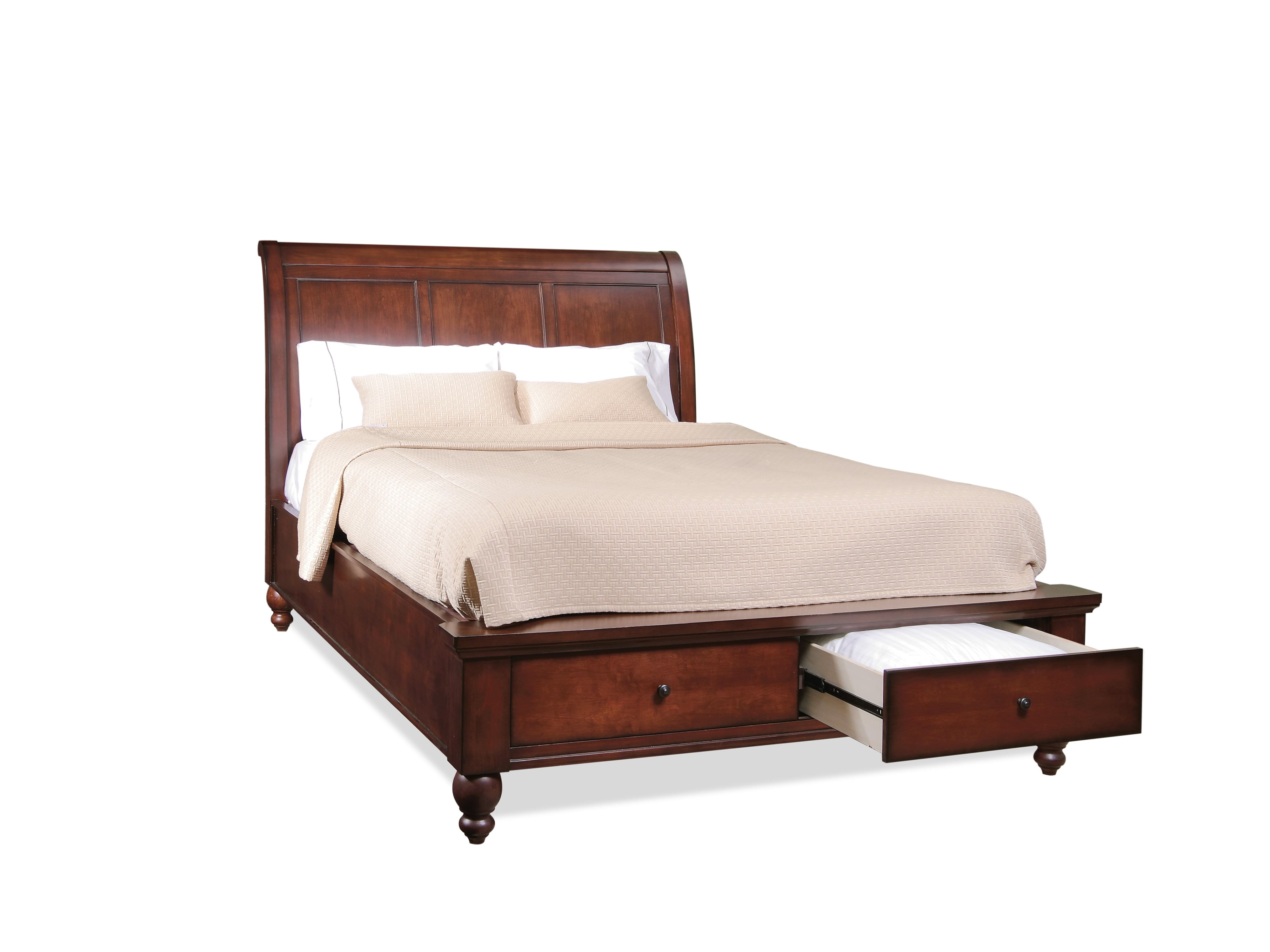 Aspenhome Cambridge PKG400082 Transitional Queen Storage Sleigh Bed with Headboard Charging Ports Belfort Furniture Bed Sleigh
