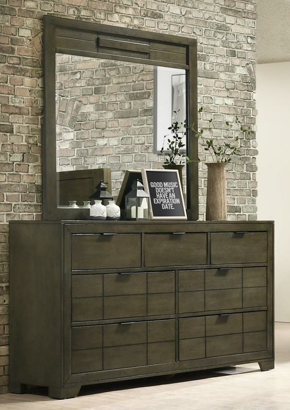 Contemporary dresser deals with mirror