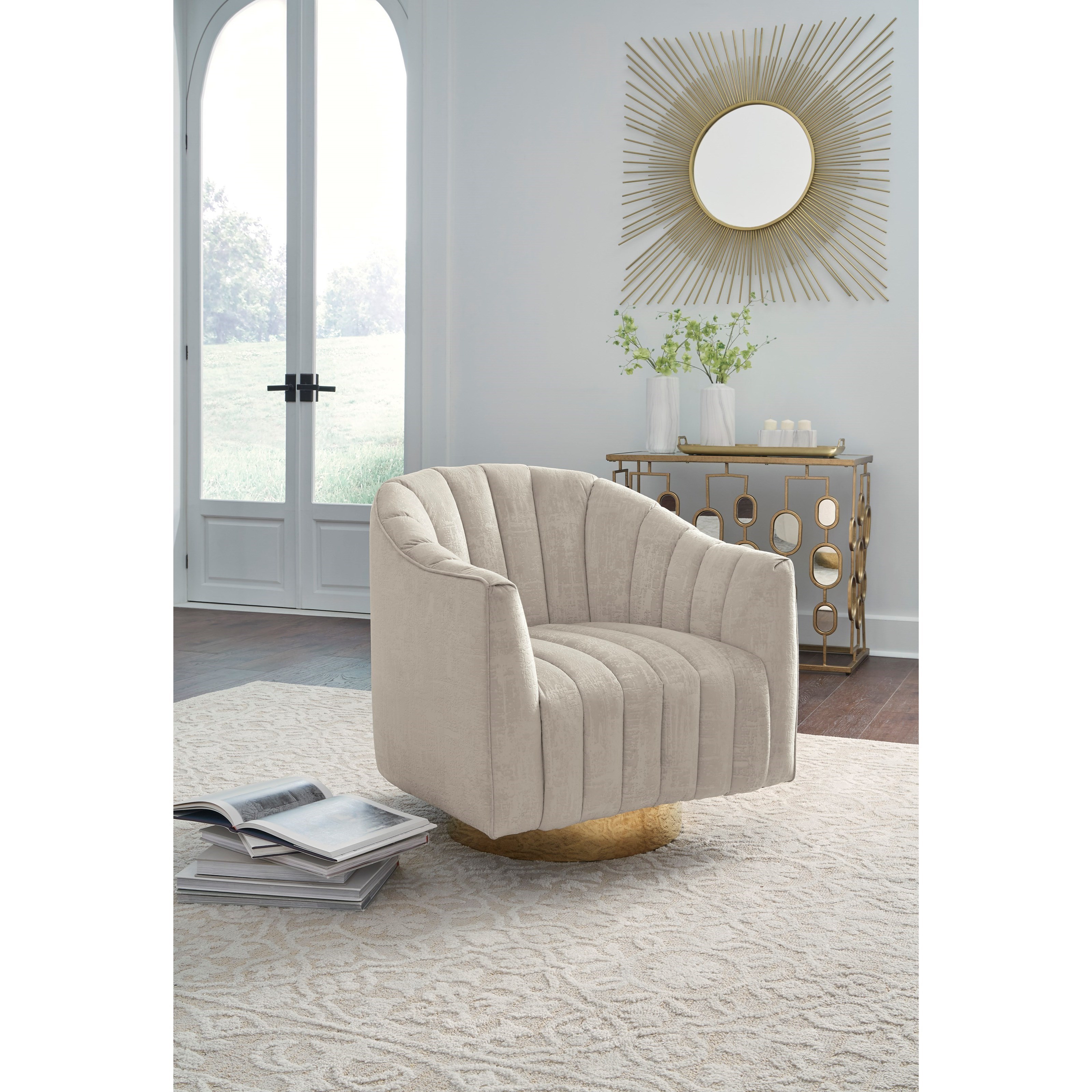 Channel tufted swivel chair hot sale