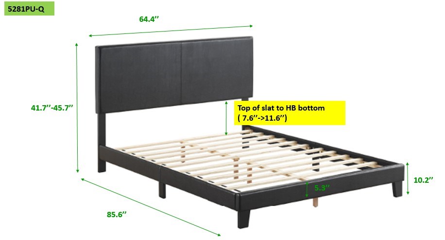 Crown Mark Yates 5281PU-Q Queen Platform Bed with Adjustable 