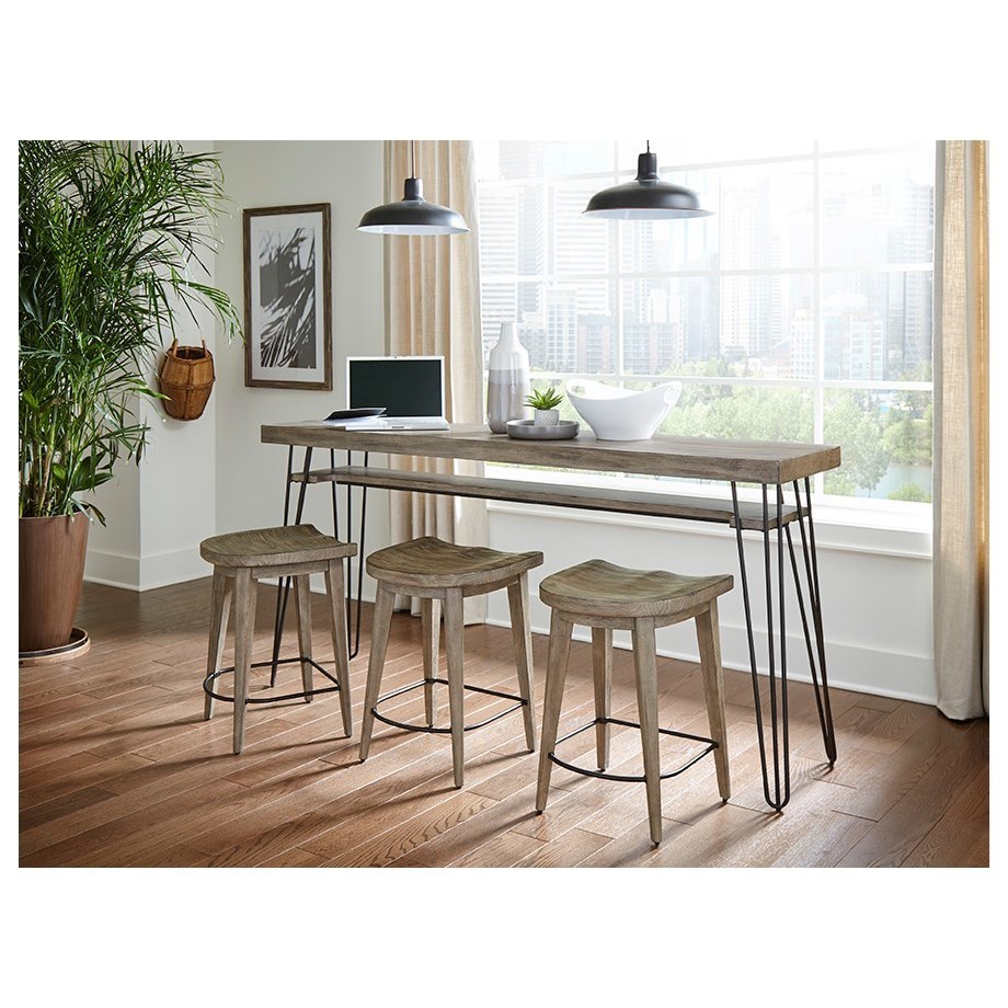 Counter height narrow table deals with stools