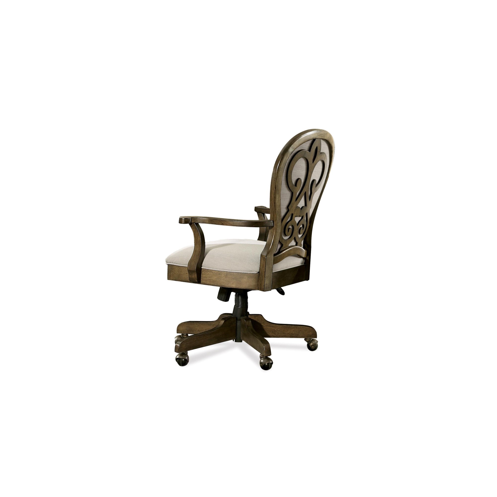 Solid Wood Rolling Office Chair w/ Tilting Cushioned Seat - On