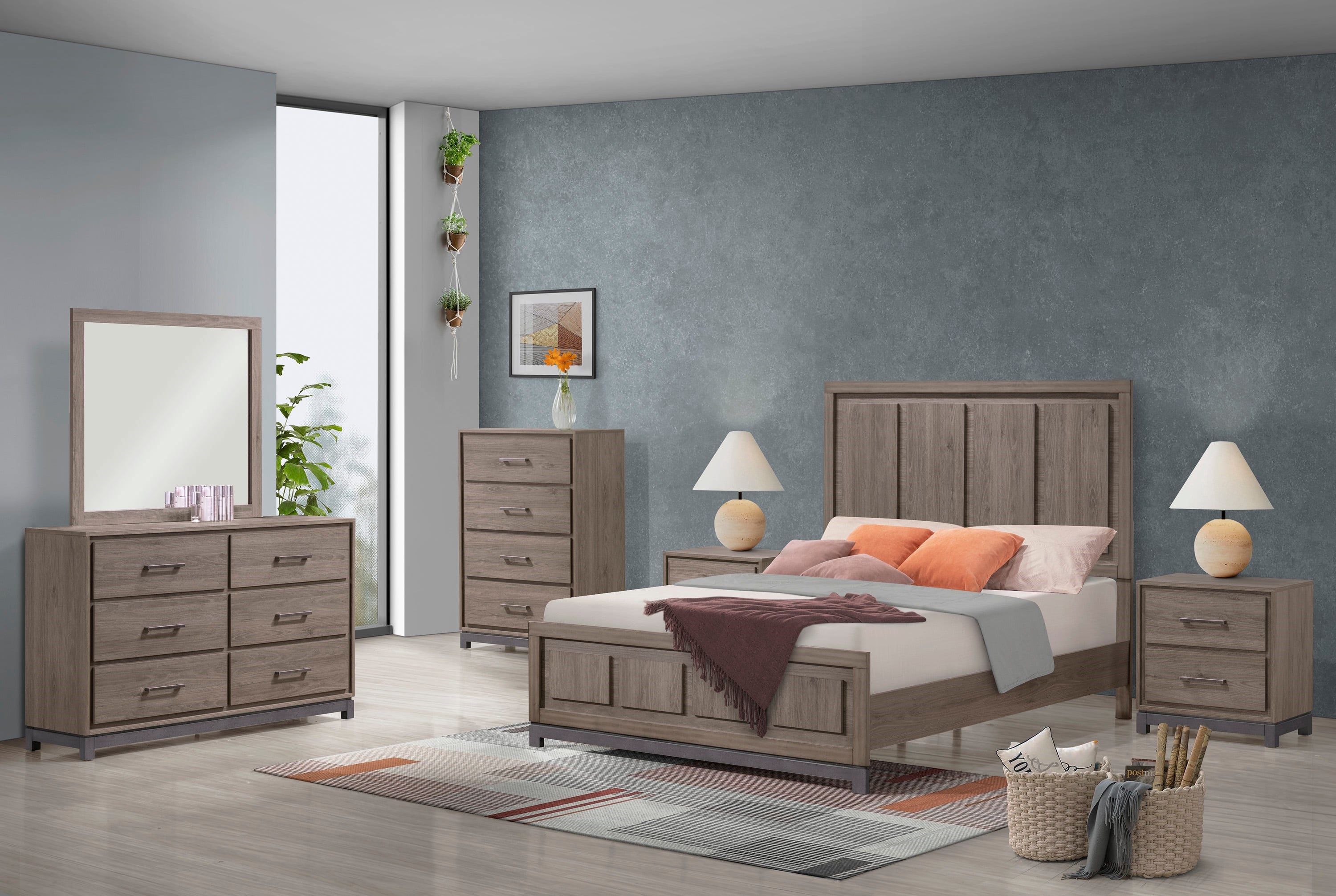 Rustic grey queen 2024 bedroom set