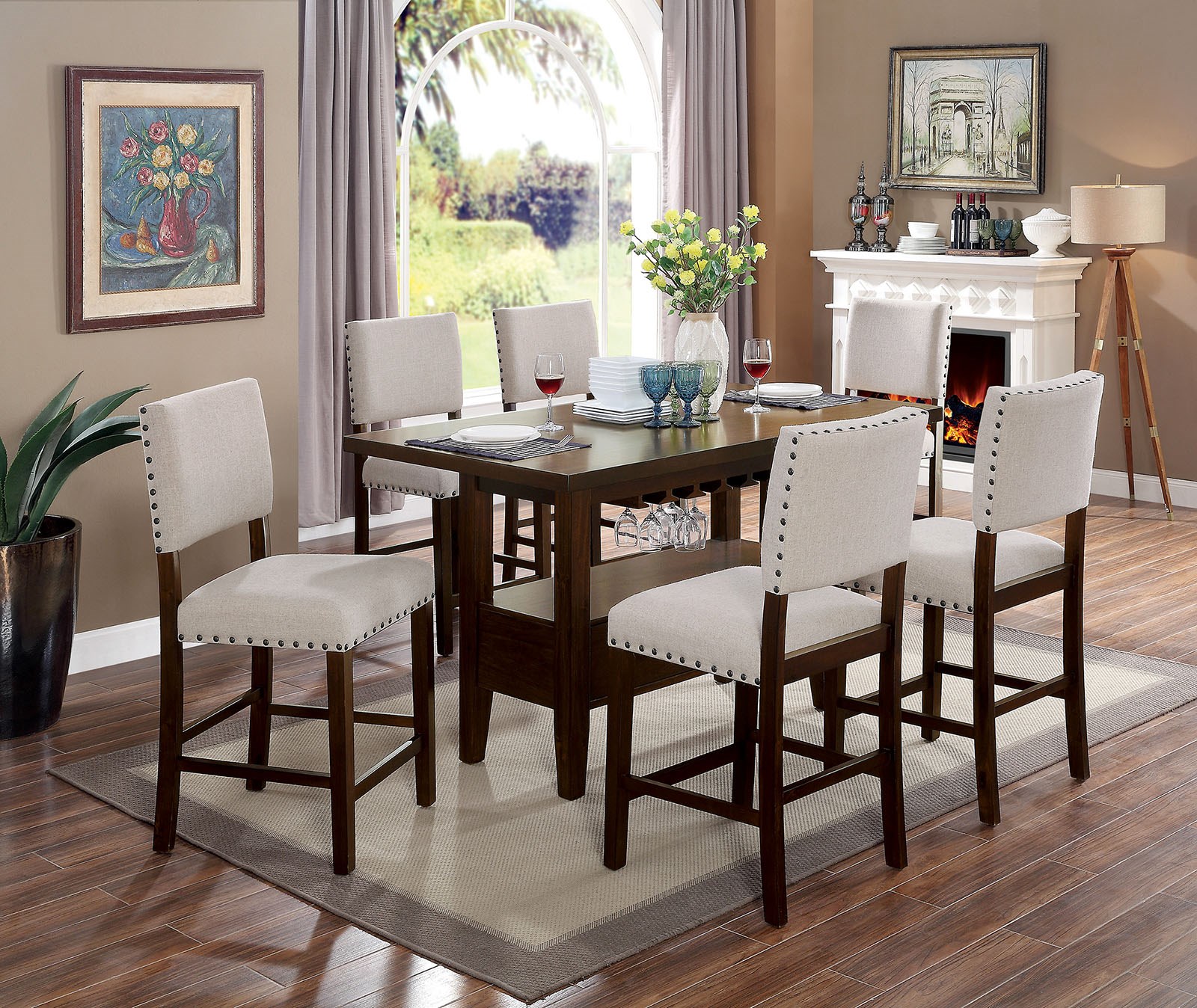 Bar height dining table store and chair set