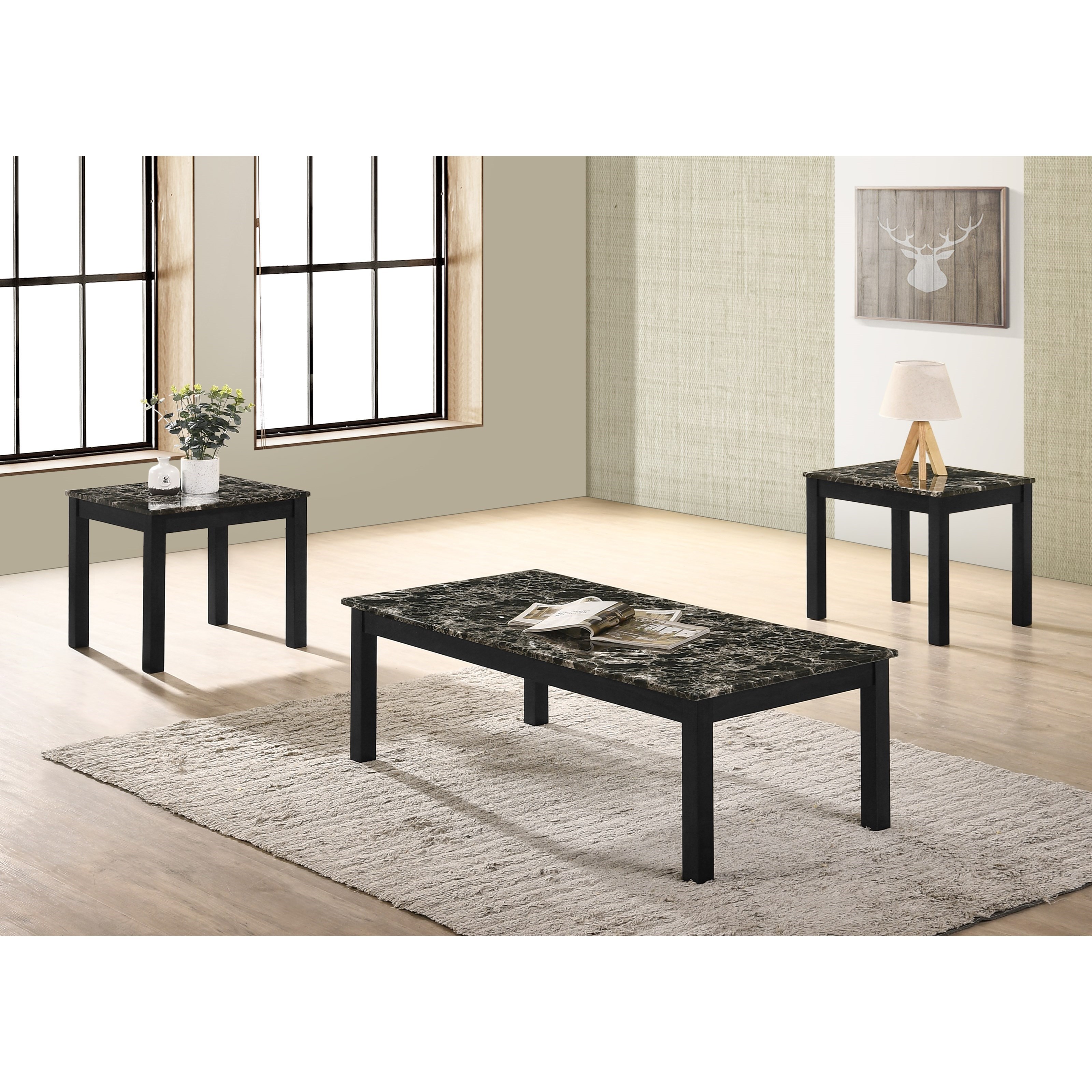 Marble top living discount room table set