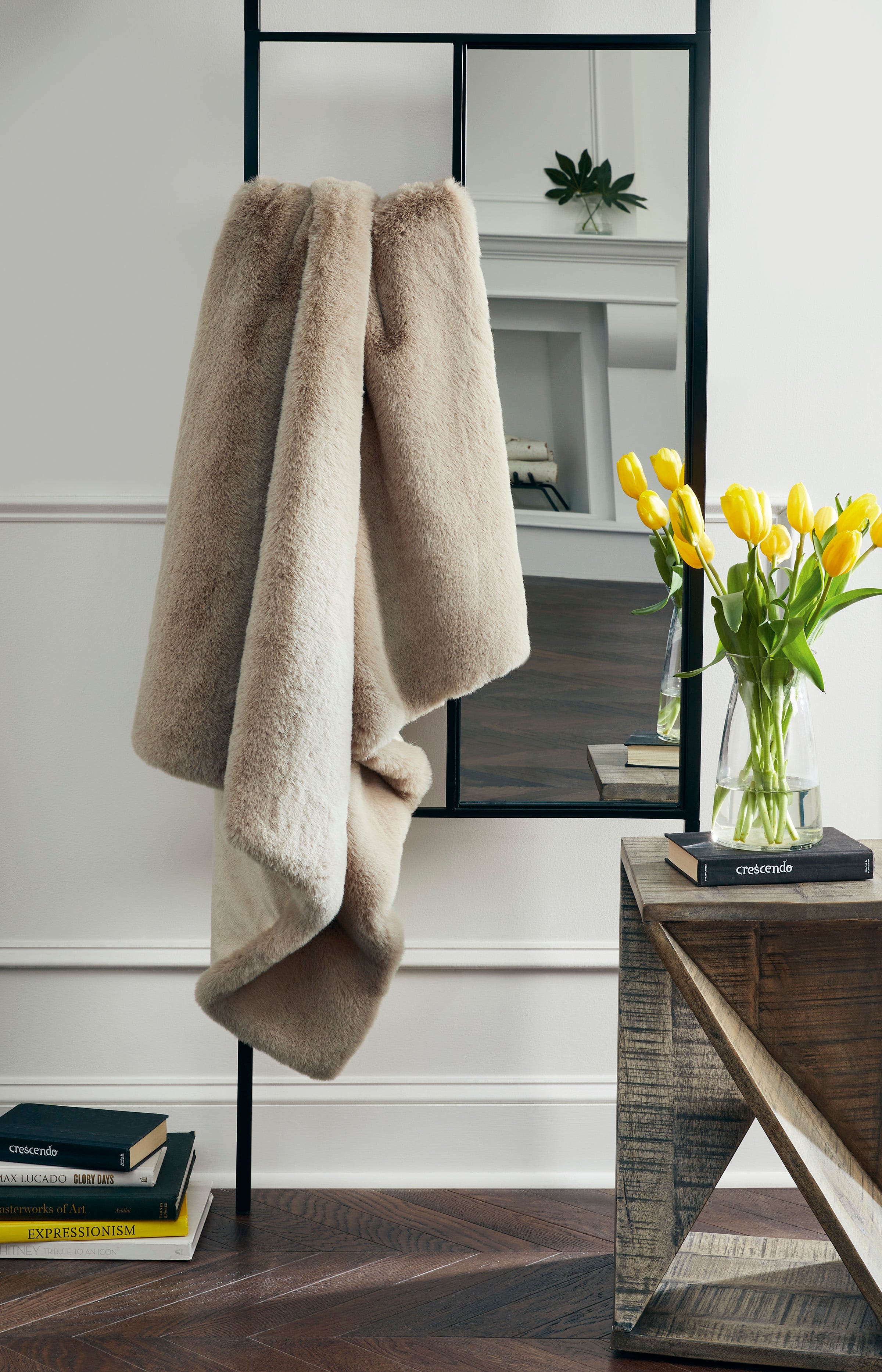 Taupe throws for online beds