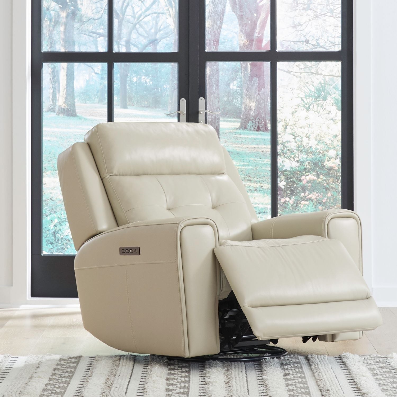 Leather power swivel glider recliner hot sale