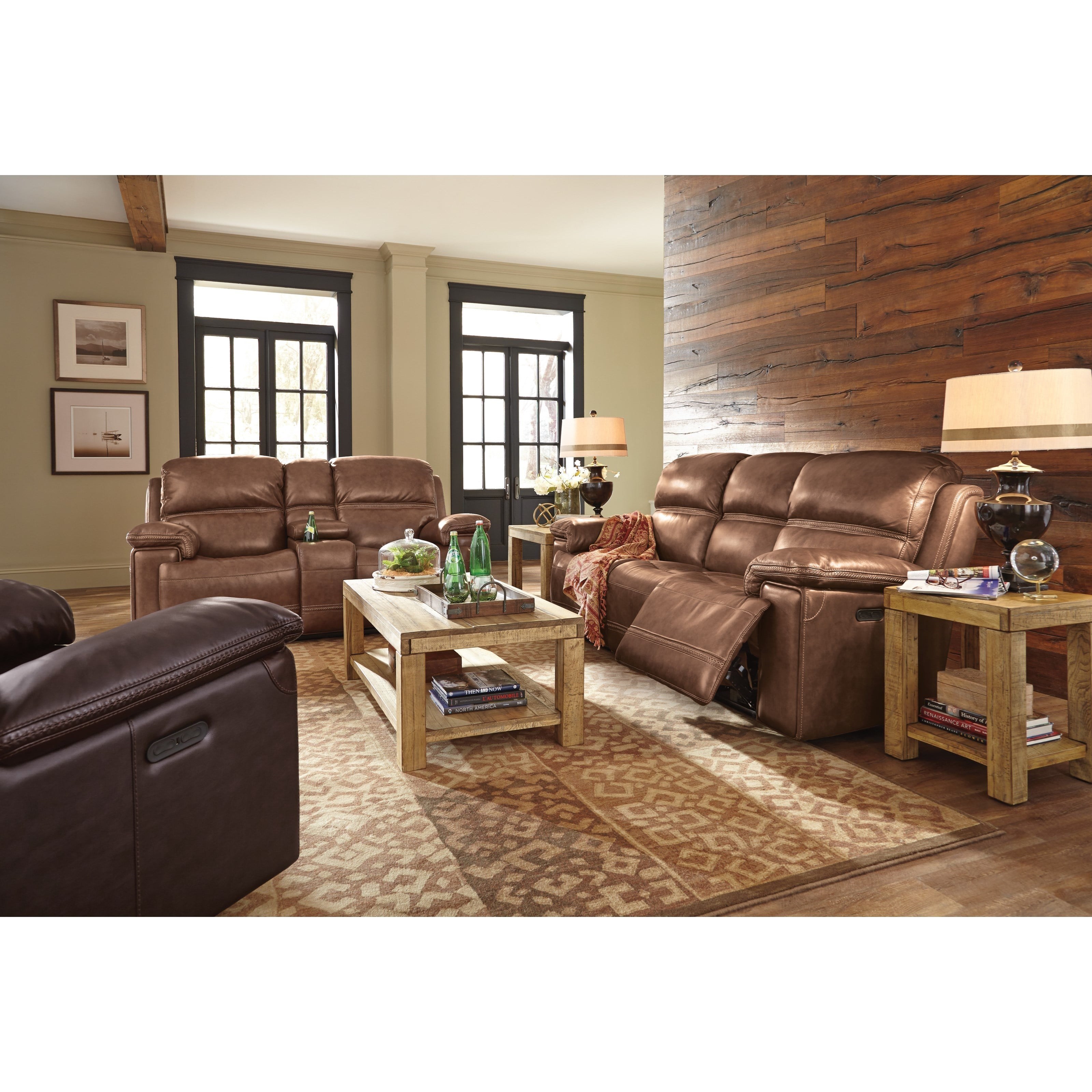 Flexsteel leather on sale sofa recliner